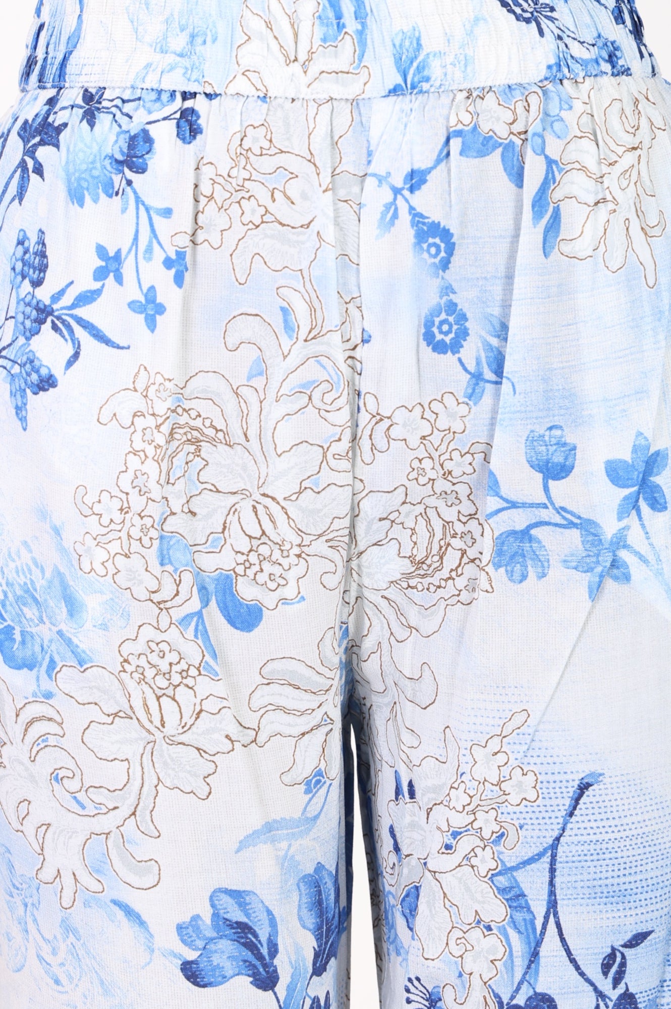 White Floral Printed Modal Straight Fit Ankle Length Pants