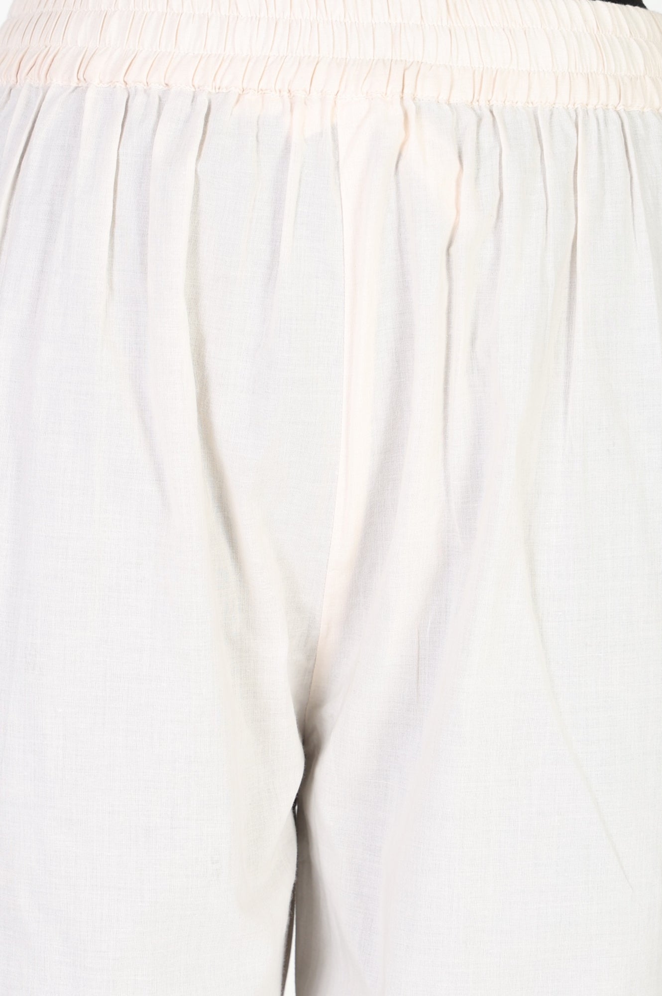 White Pure Cotton Straight Fit Ankle Length Pants