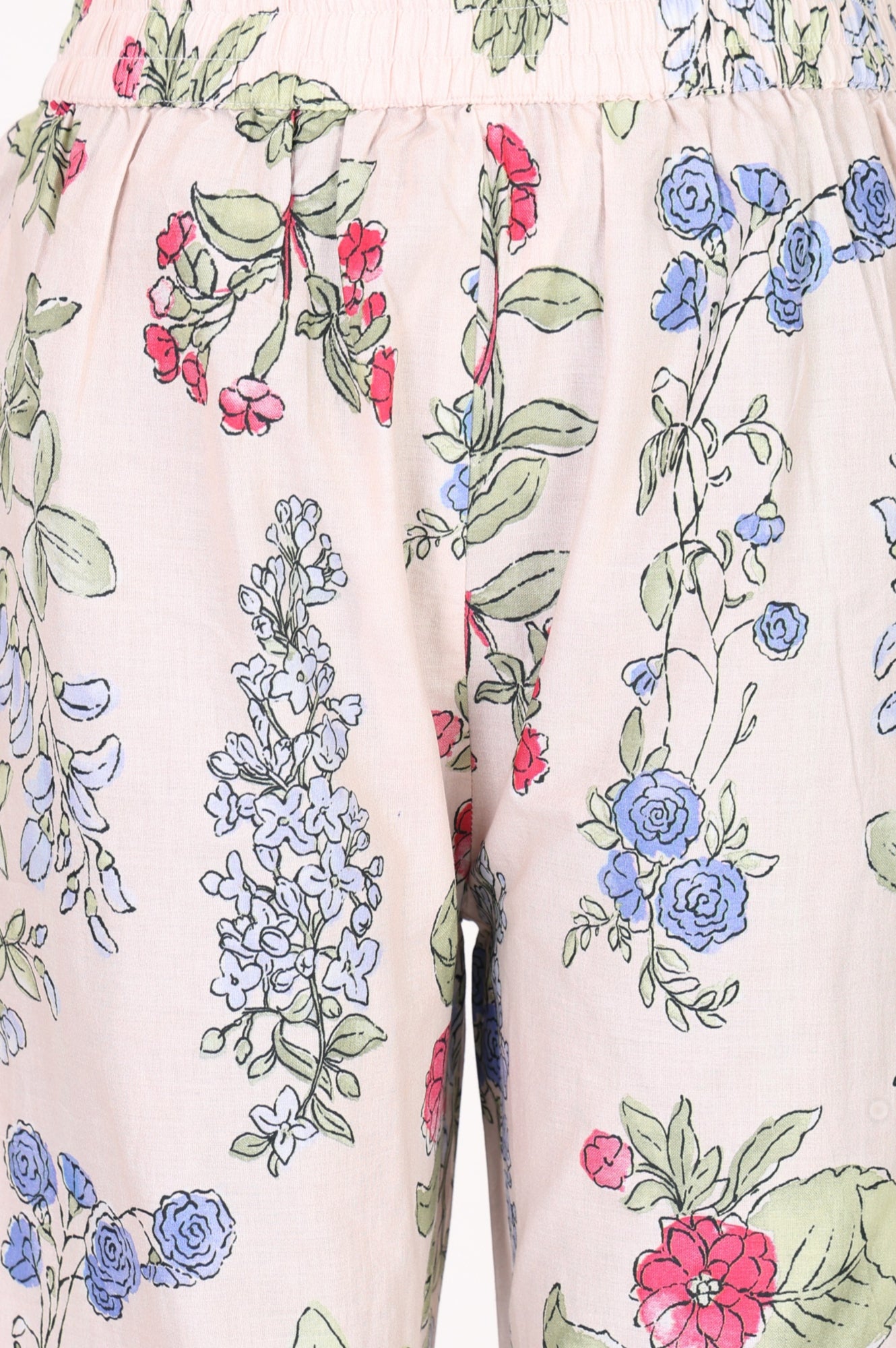 Peach Floral Printed Pure Cotton Straight Fit Pants