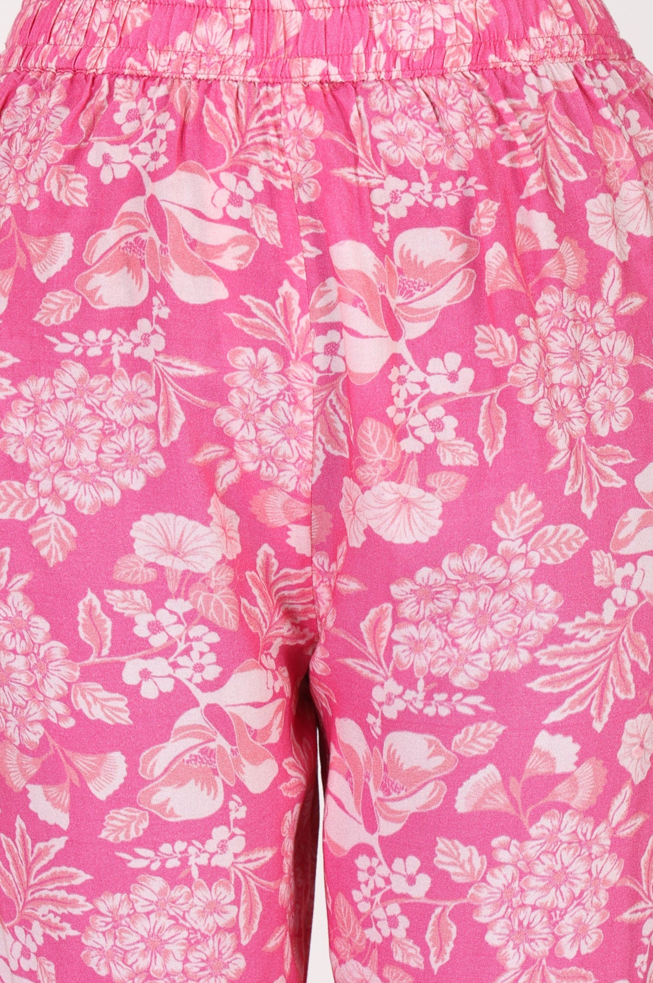 Pink Floral Printed Straight Fit Pants