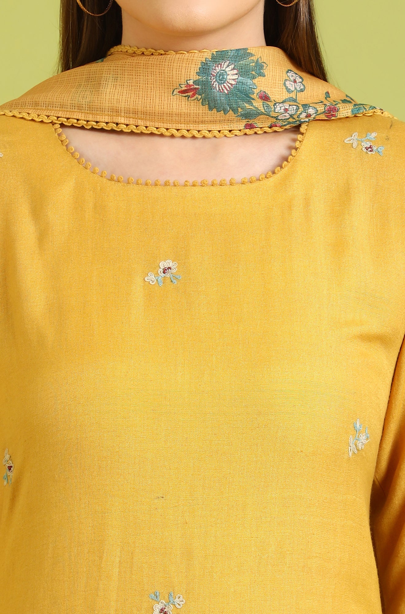 Solid A-line Rayon Kurta & Straight Pant with Dupatta Set