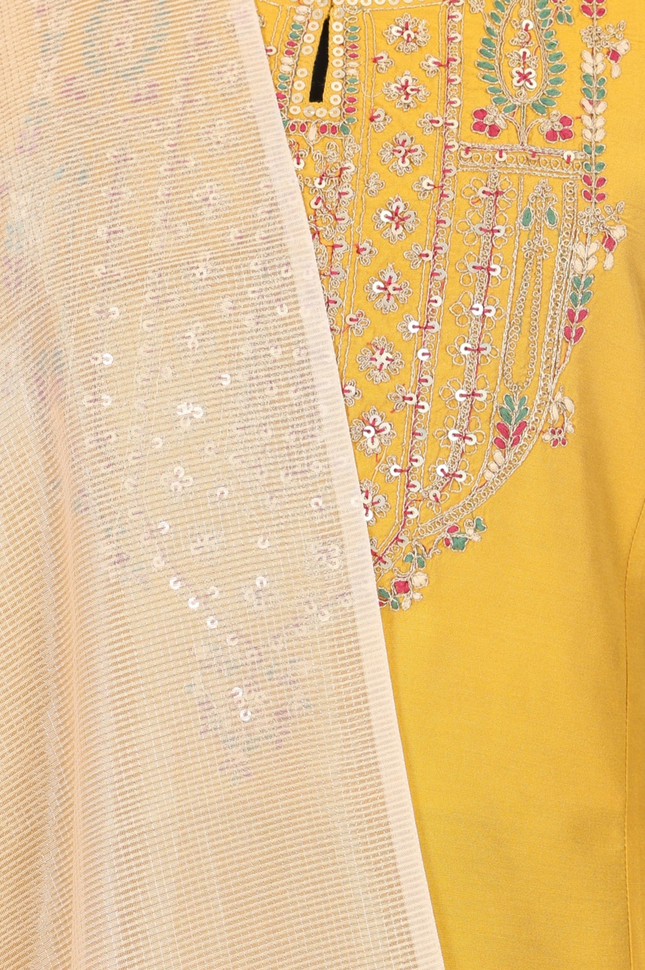 Yellow Embroidered A-Line Rayon Kurta with Straight Pant and Dupatta Set