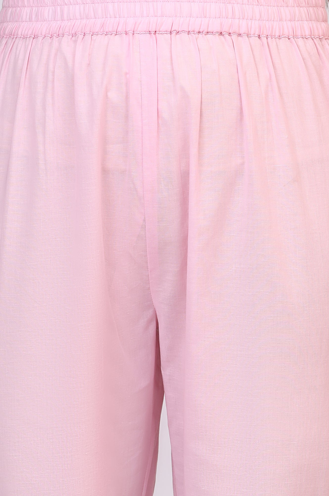 Light Pink Floral Printed Muslin Anarkali Kurta, Pants and Dupatta Set