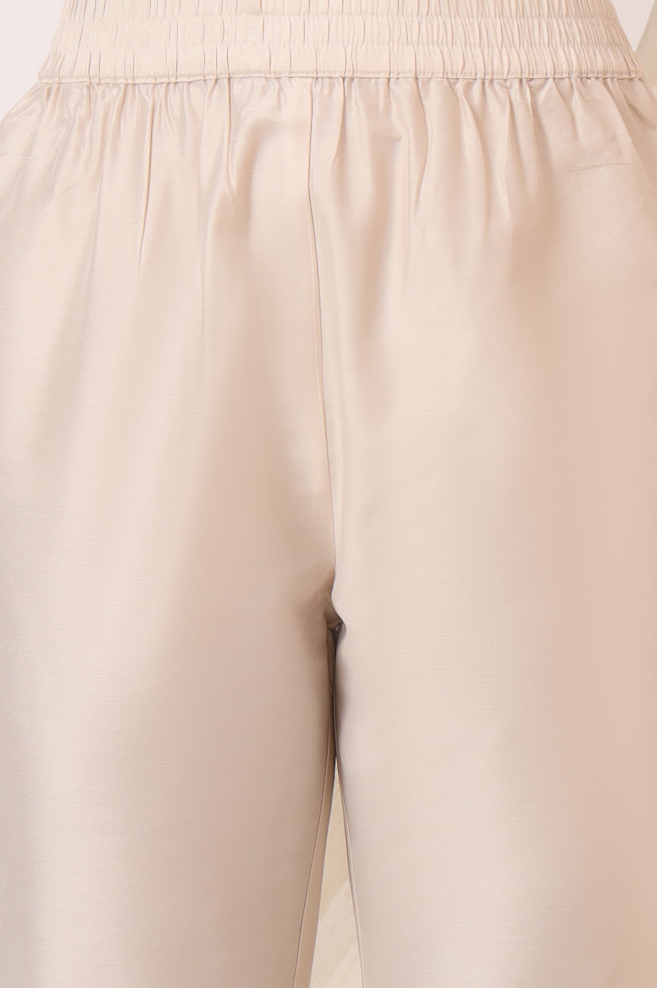 White Floral Printed Chanderi Anarkali Kurta, Pants and Dupatta Set