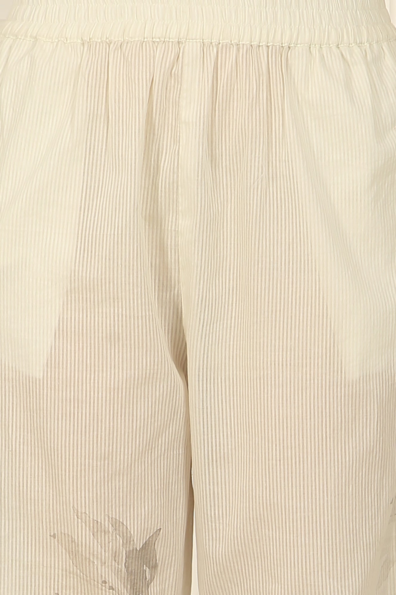 Off-White Floral Printed Organza Shirt Kurta and Pants Co-ord Set