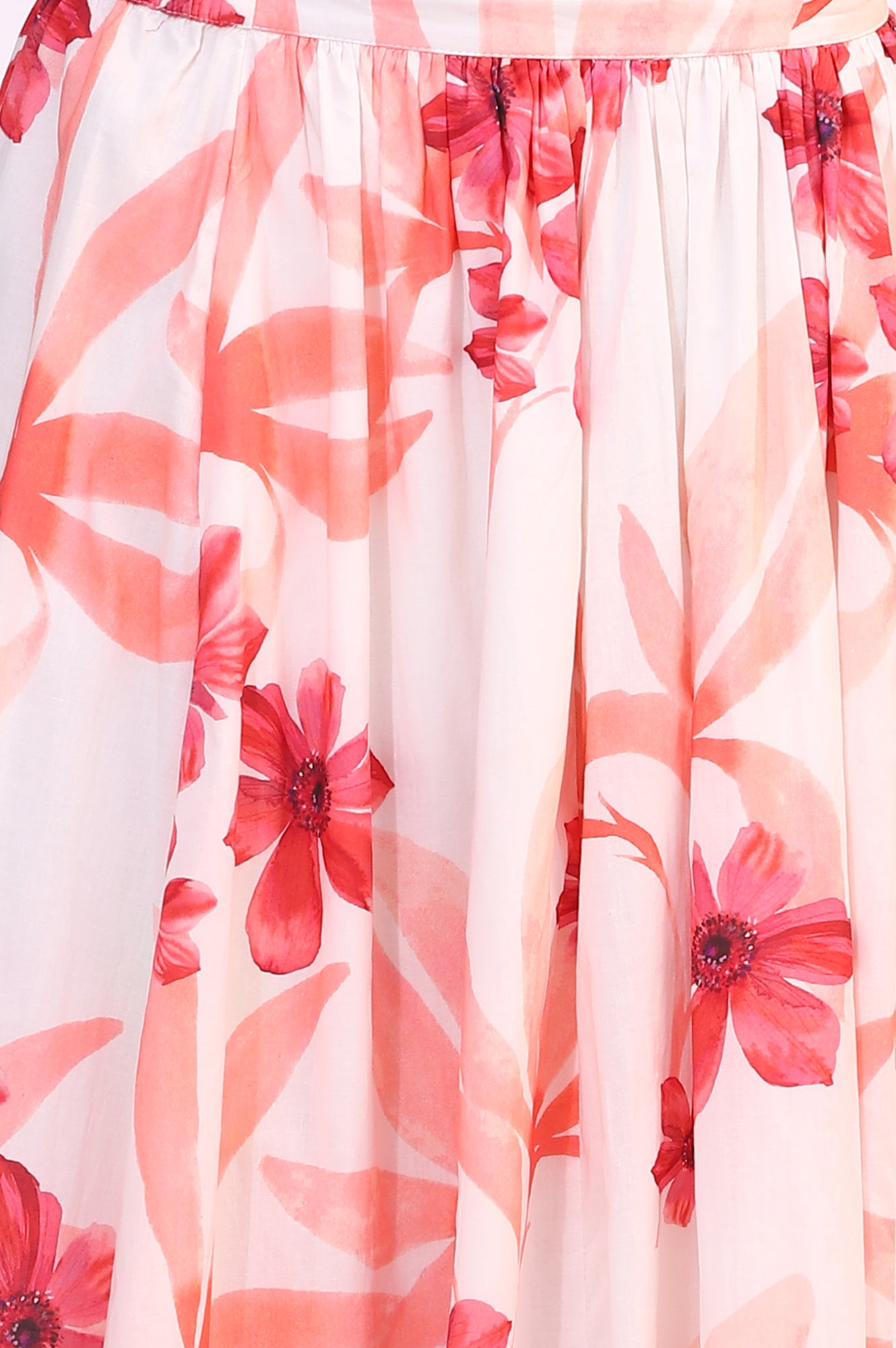 Wite Bold Floral Printed Pure Cotton Crop Top, Gilet and Skirt Set