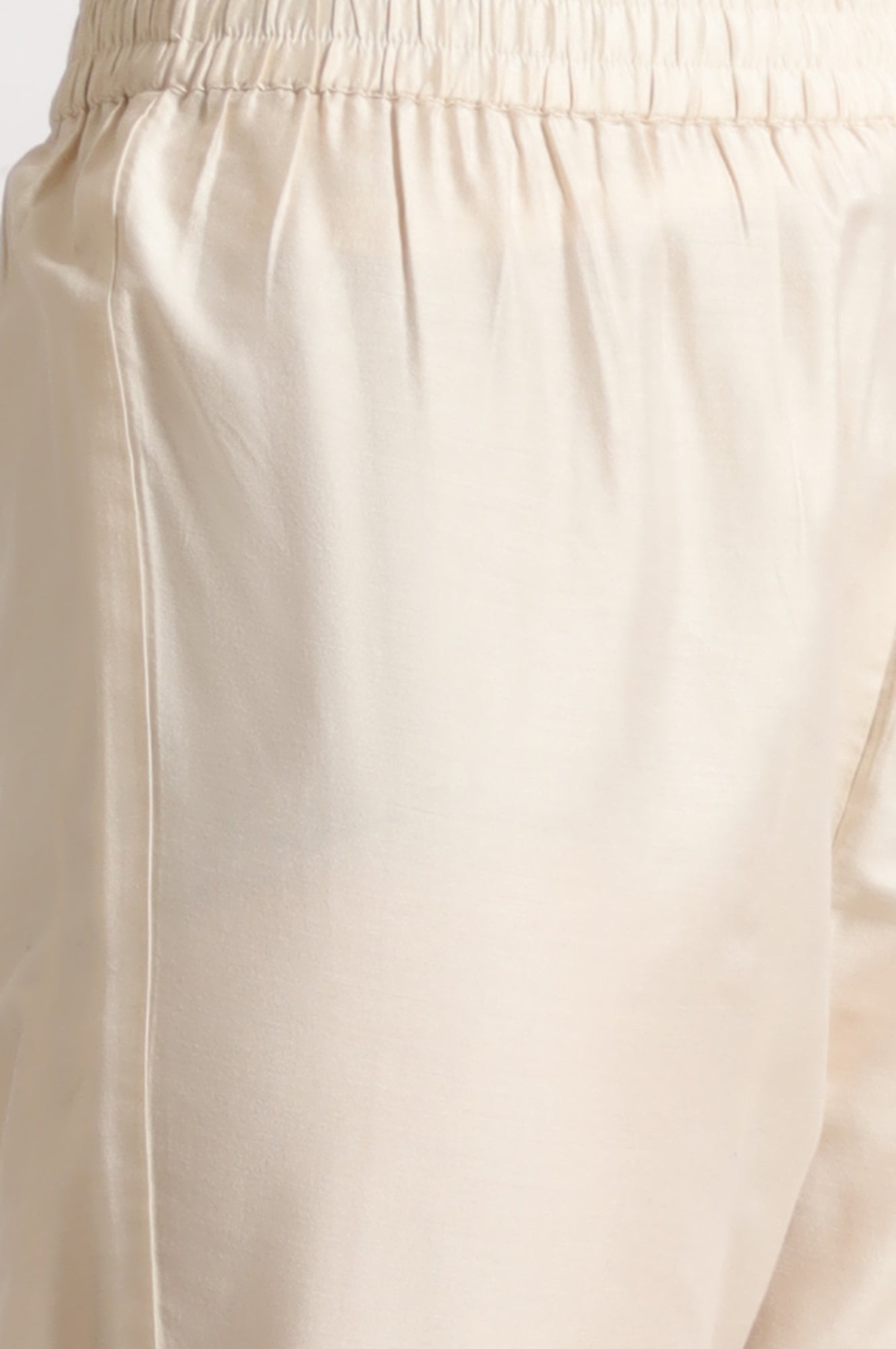 White Printed Mock Layered Flared Chanderi Kurta, Pants and Dupatta Set