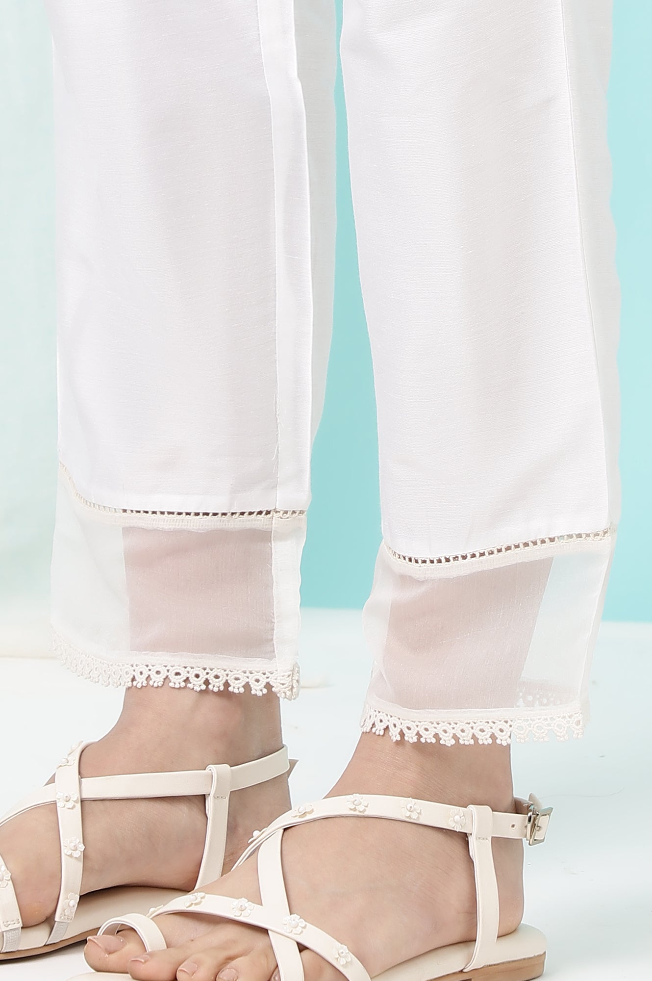 Lime Green Floral Printed Shantung Flared Kurta, Straight Pants and Dupatta Set