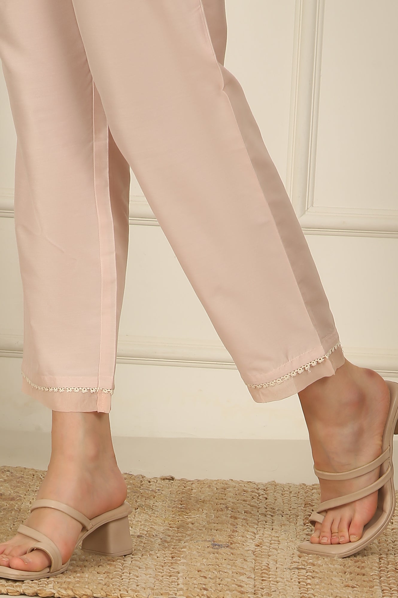 Light Pink Embroidered Organza Kurta, Pants and Dupatta Set