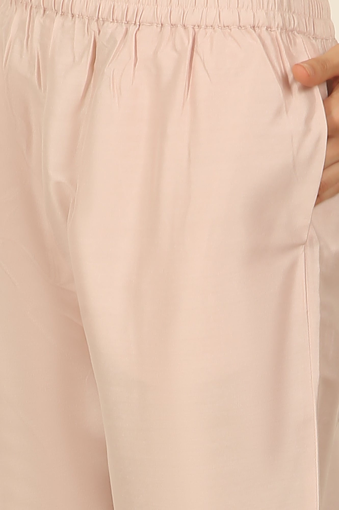 Light Pink Embroidered Organza Kurta, Pants and Dupatta Set