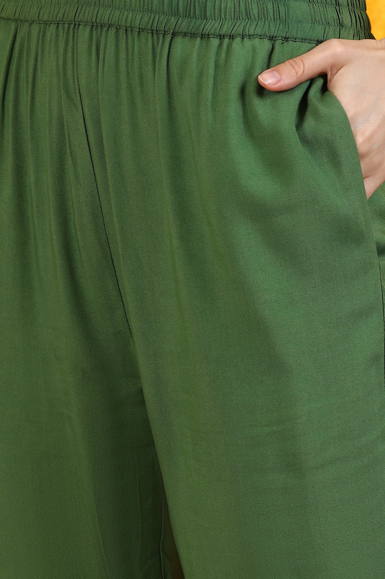 Green Printed Emroidered Chiffon Flared Kurta and Pants Set with Dupatta