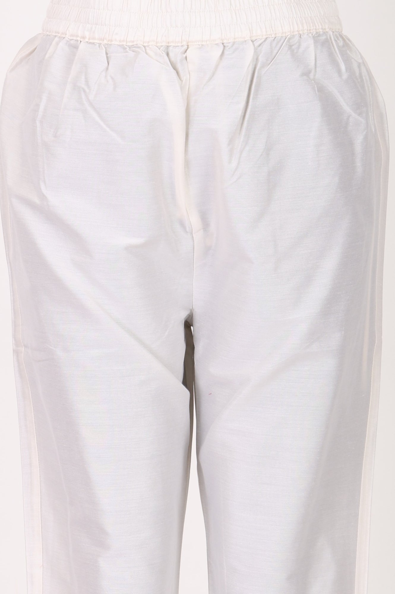 Off White Floral Printed Chanderi Straight Kurta with Straight Pants and Dupatta Set