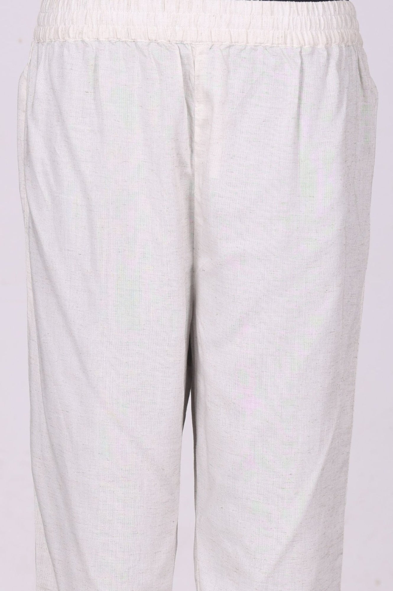 Off White Textured Rayon Blend Flared Kurta with Straight Pants Set