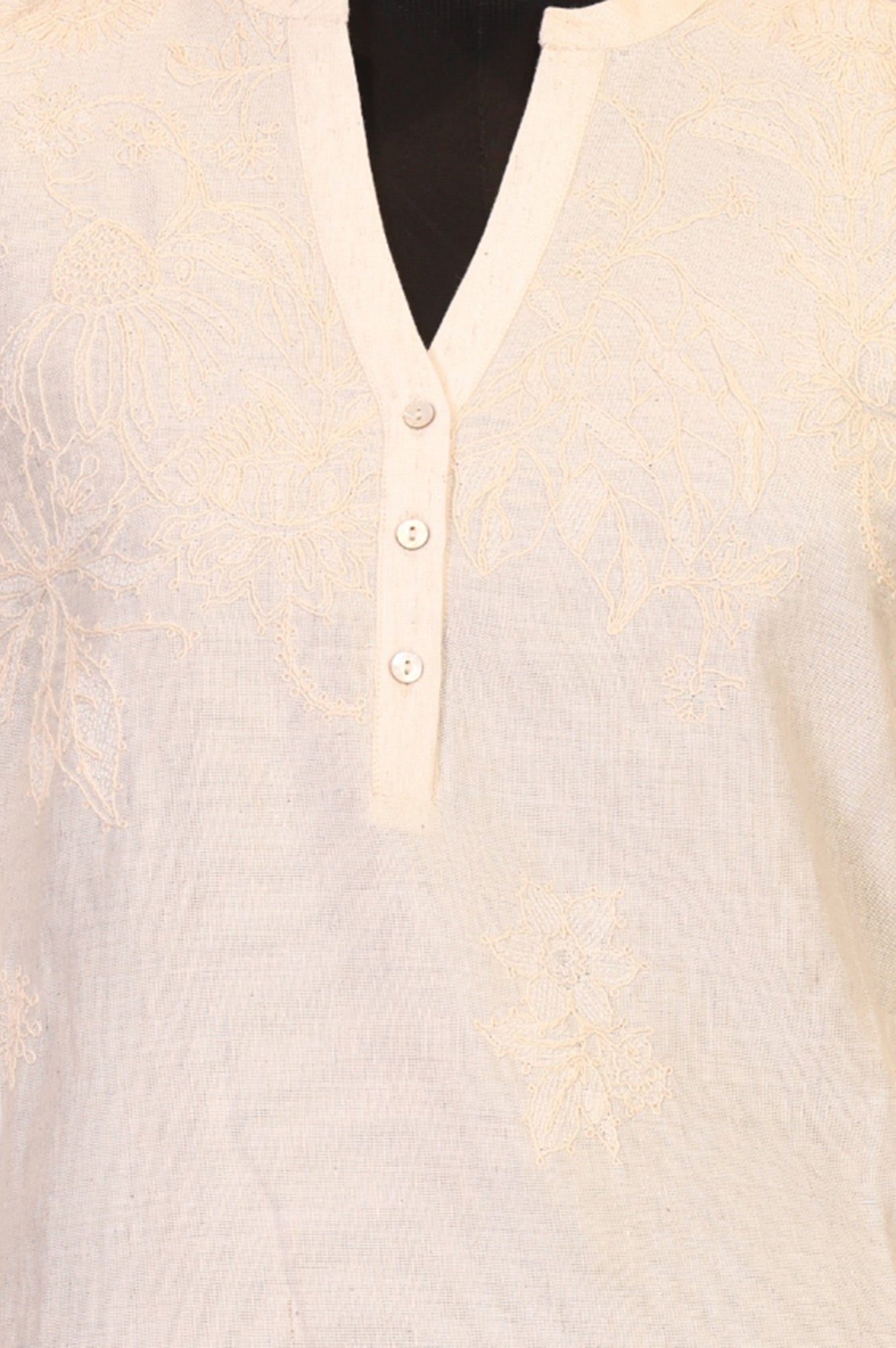Off White Embroidered Rayon Straight Kurta and Pants Set