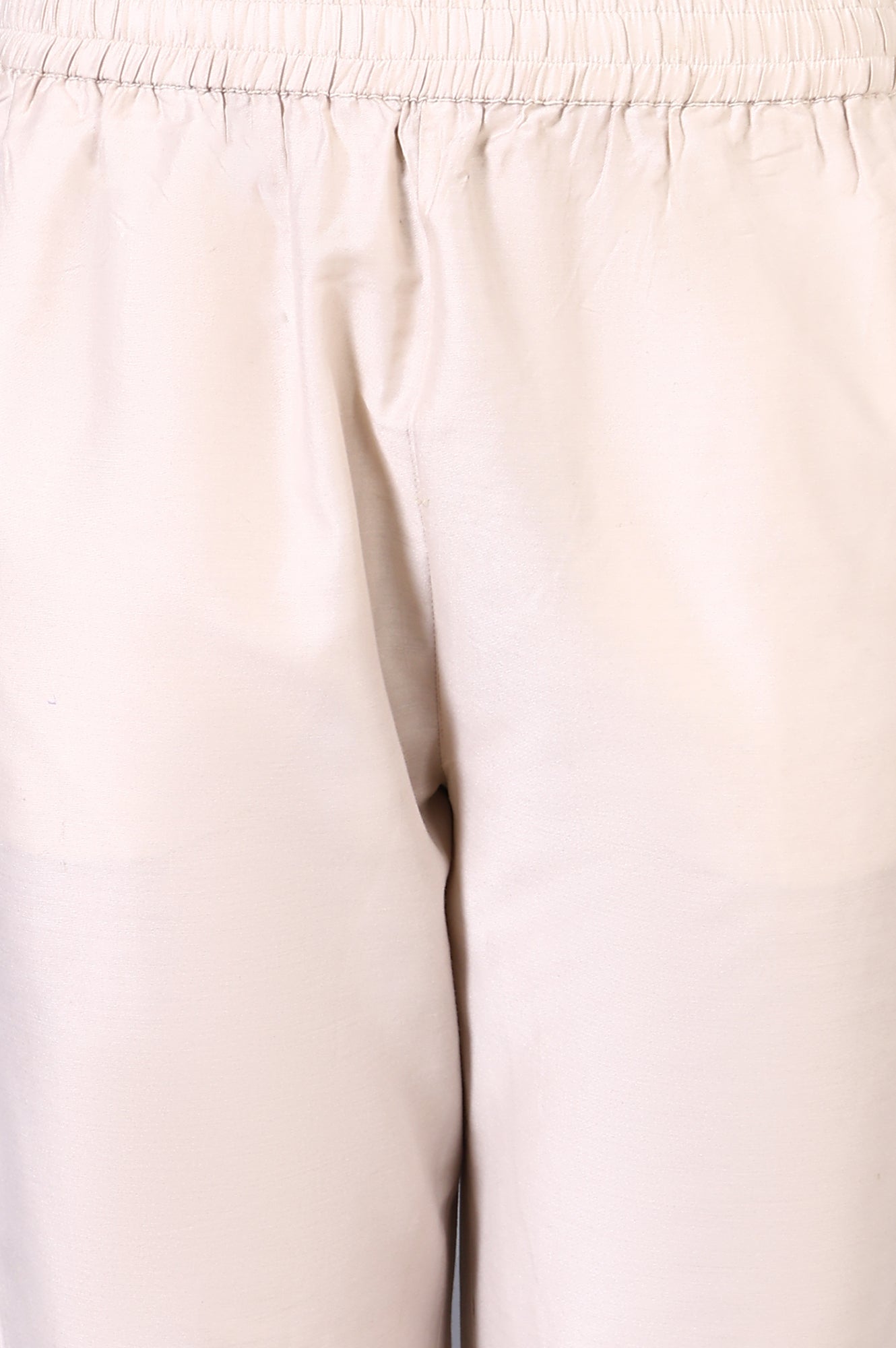 Cream Mirror Embroidered Chanderi Straight Kurta, Pants and Dupatta Set