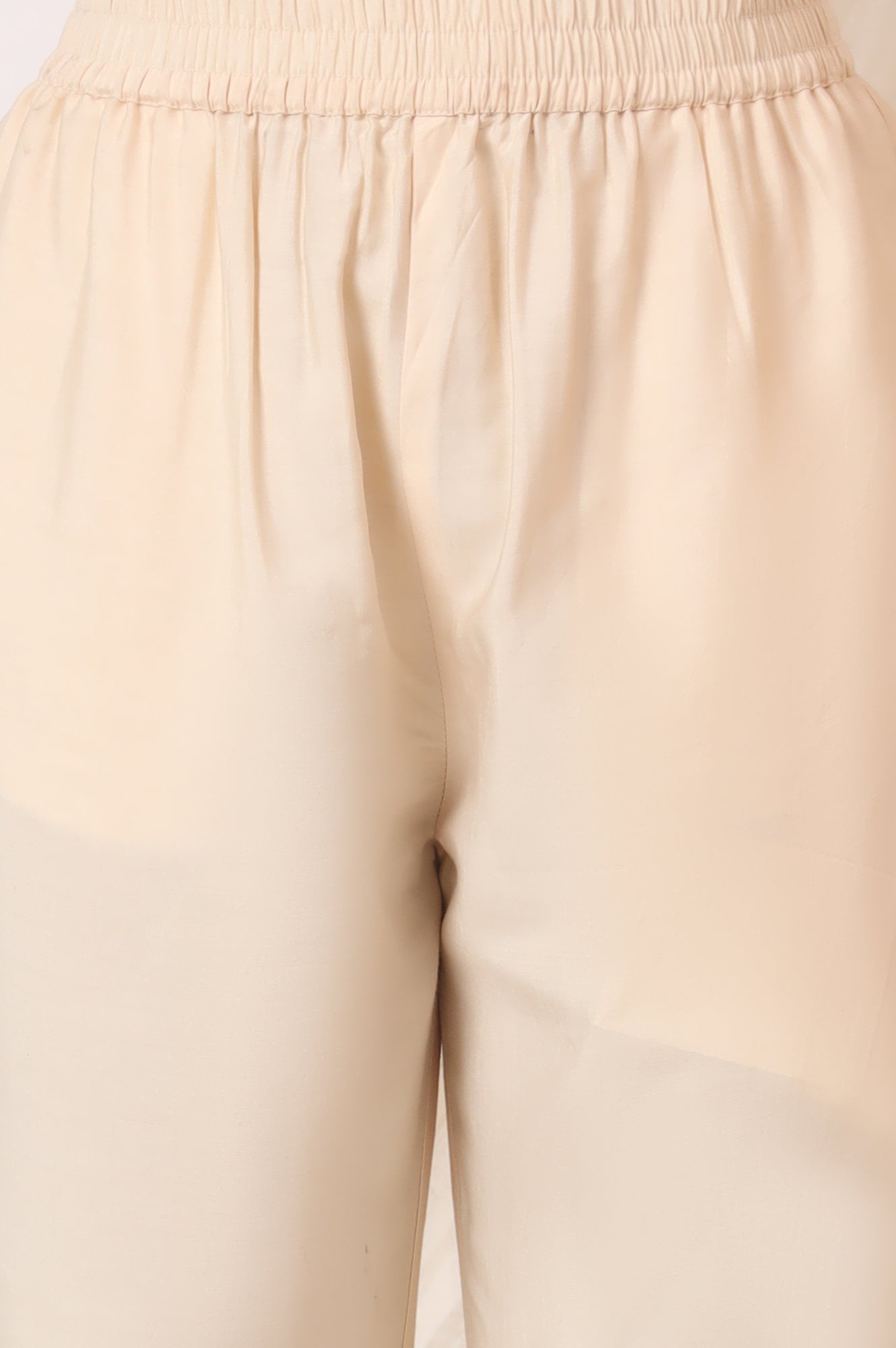 Cream and Yellow Printed Chanderi Anarkali Kurta, Pants and Dupatta Set