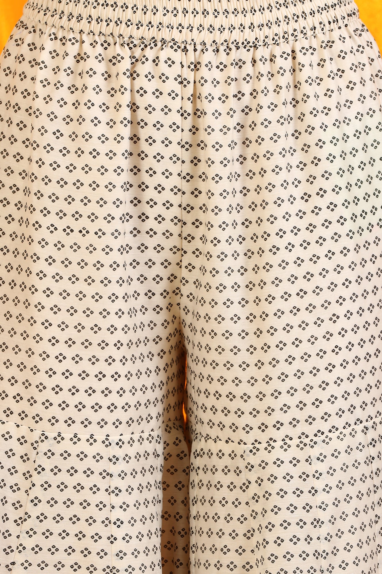 Off-White and Black Floral Printed Chanderi Short Kurta and Sharara Set with Dupatta