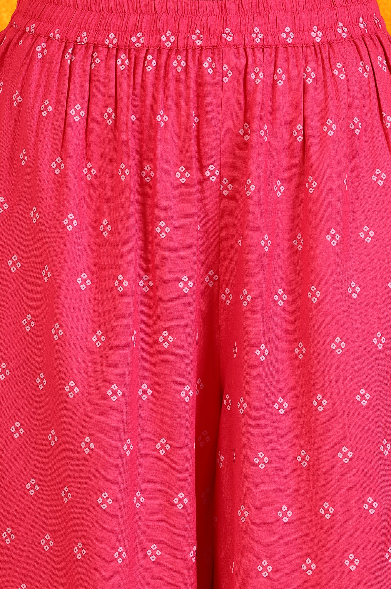 Pink Embroidered Chanderi Panelled Kurta, Cropped Pants and Dupatta Set