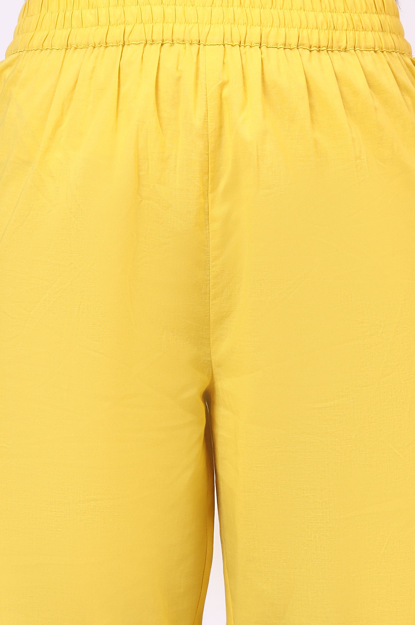 Yellow Floral Printed Straight Kota Kurta and Pants Set