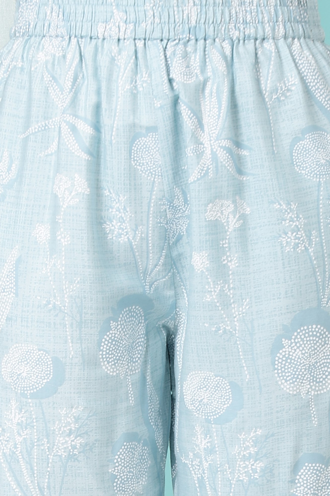 Sky Blue Floral Printed A-line Kurta and Pants Co-ord Set