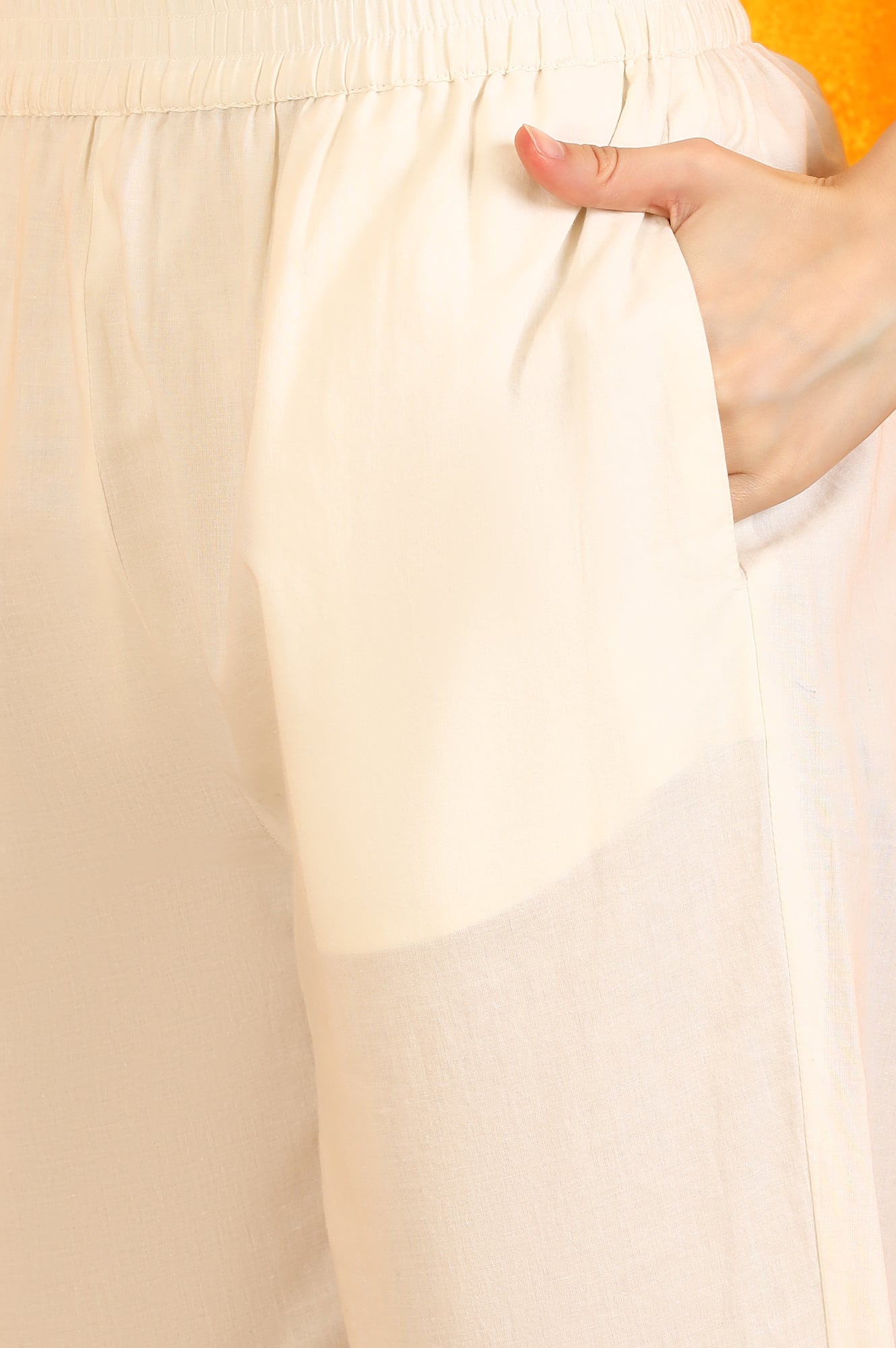 Off-White Floral Printed Pure Cotton Flared Kurta, Pants and Dupatta Set