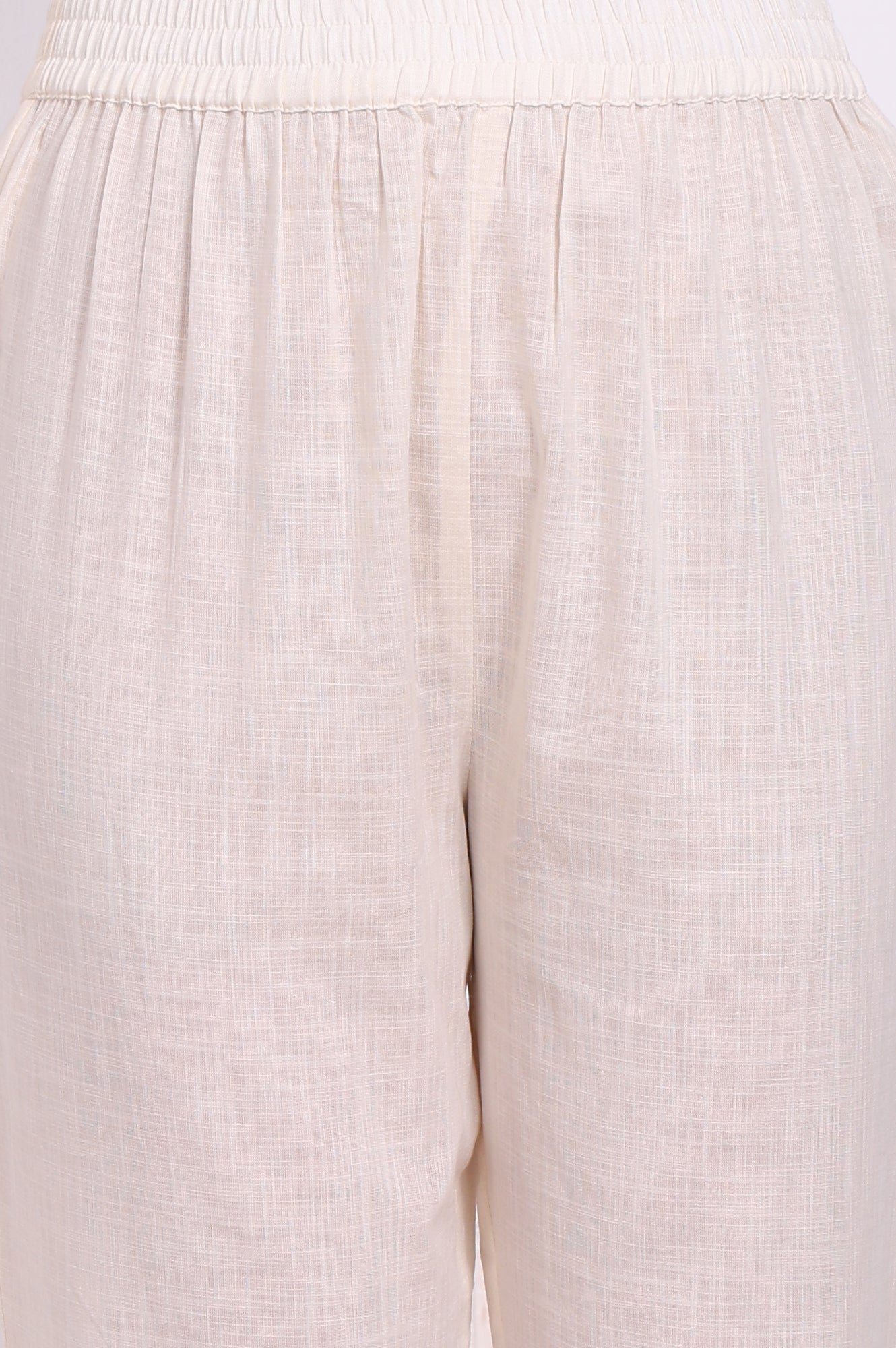 White Floral Printed Pure Cotton Flared Kurta, Pants and Dupatta Set