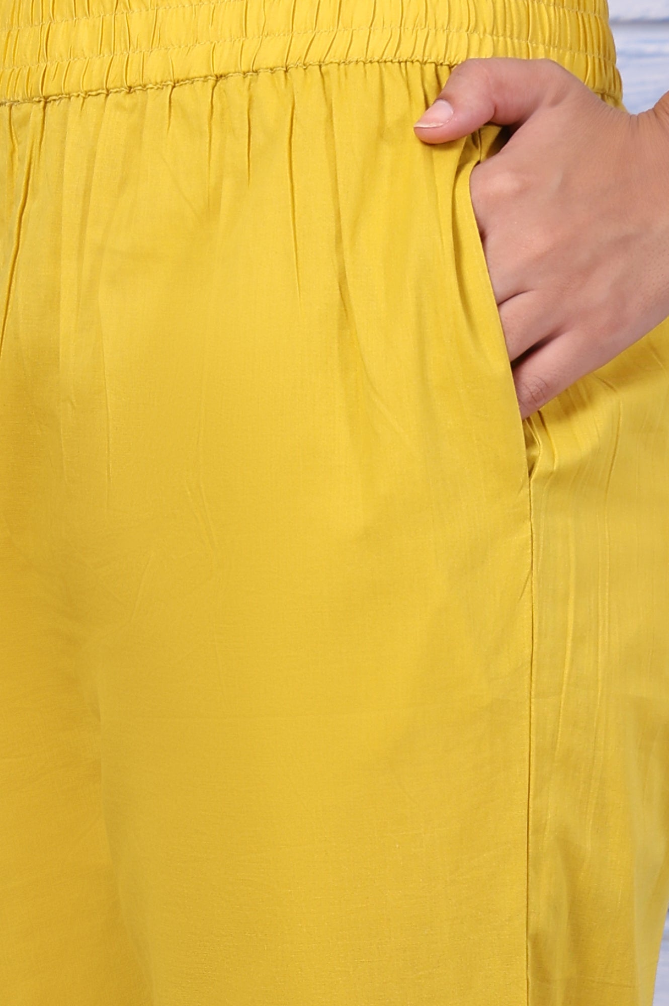 Yellow Polka Printed Thread Embroidered Cotton Dot Texture A-Line Kurta, Straight Pant And Dupatta Set