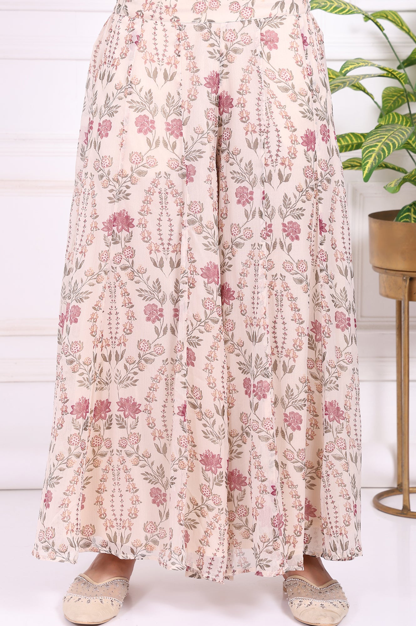 White Embroidered Straight Cotton Kurta with Flared Pant and Dupatta Set