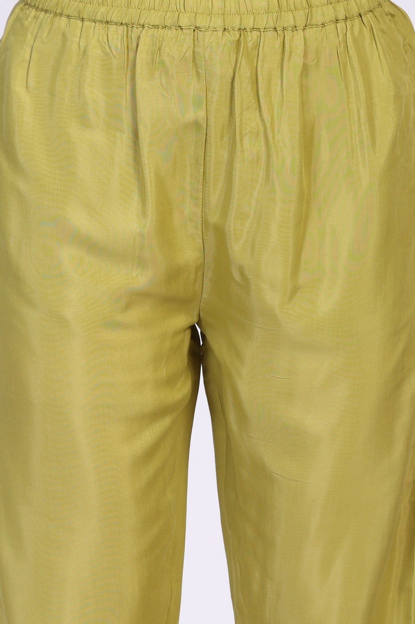 Green Floral Embroidered A-Line Tissue Kurta with Straight Pant and Dupatta Set