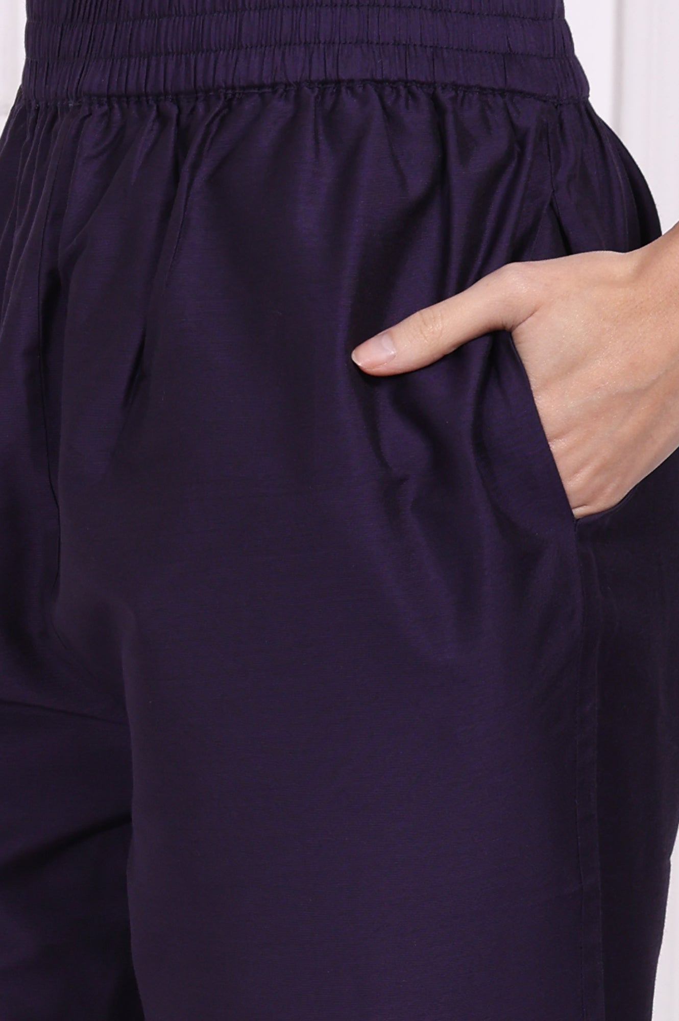 Purple Embroidered Straight Kurta with Straight Pant and Dupatta Set