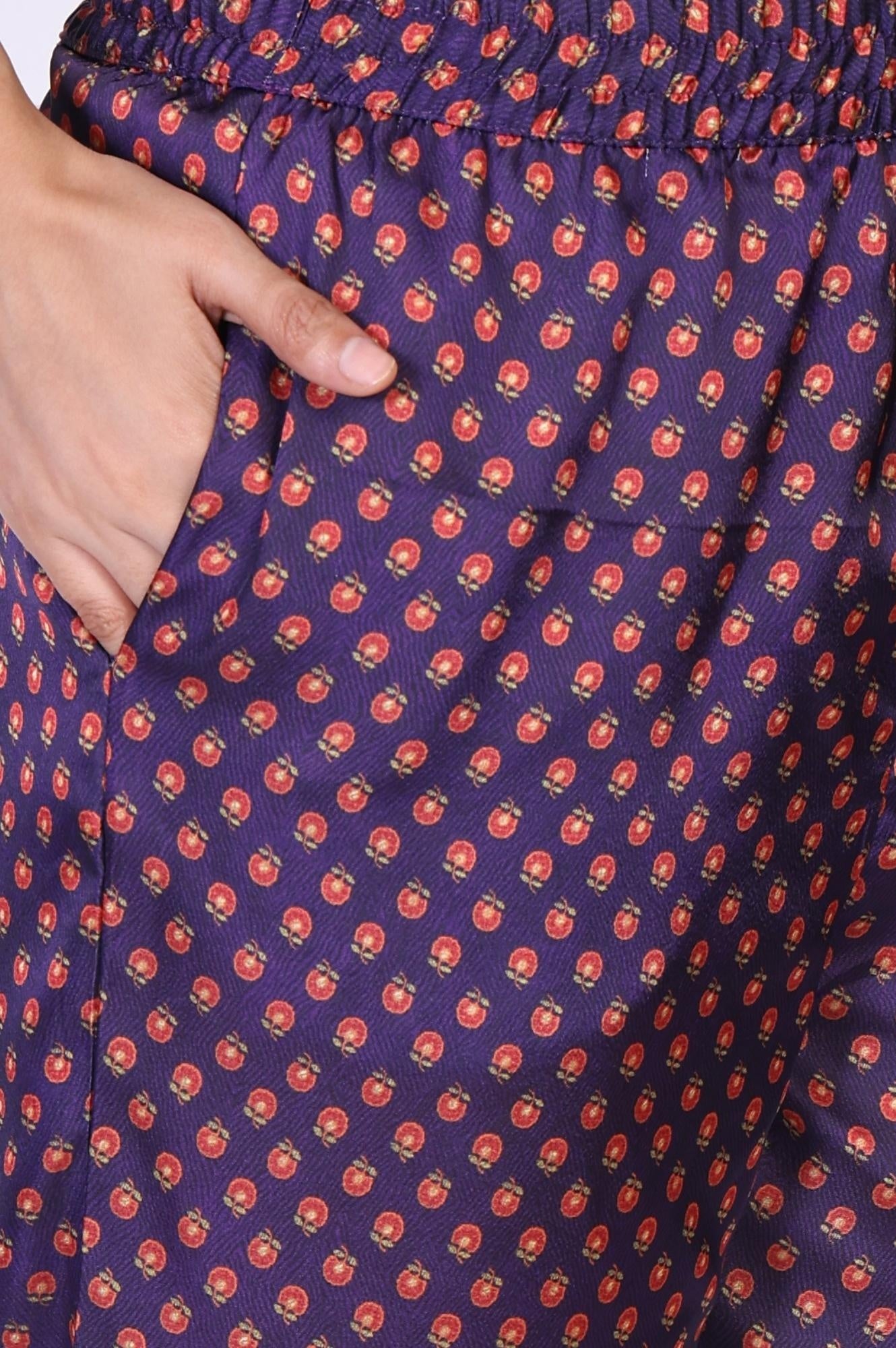 Purple Floral Printed Embroidered Straight Satin Kurta with Straight Pant and Dupatta Set