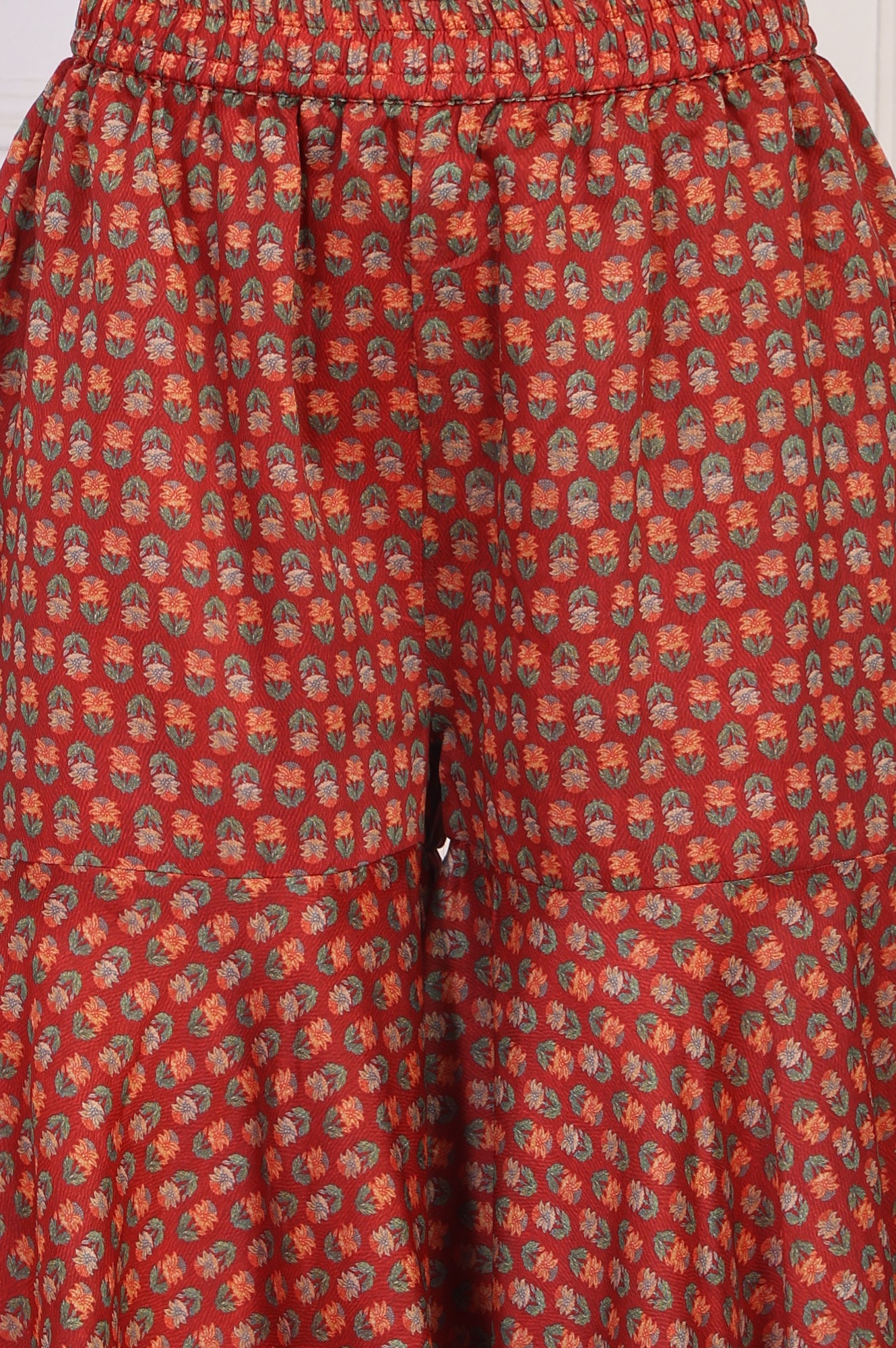 Red Embroidered Straight Jacquard Kurta with Sharara and Dupatta Set