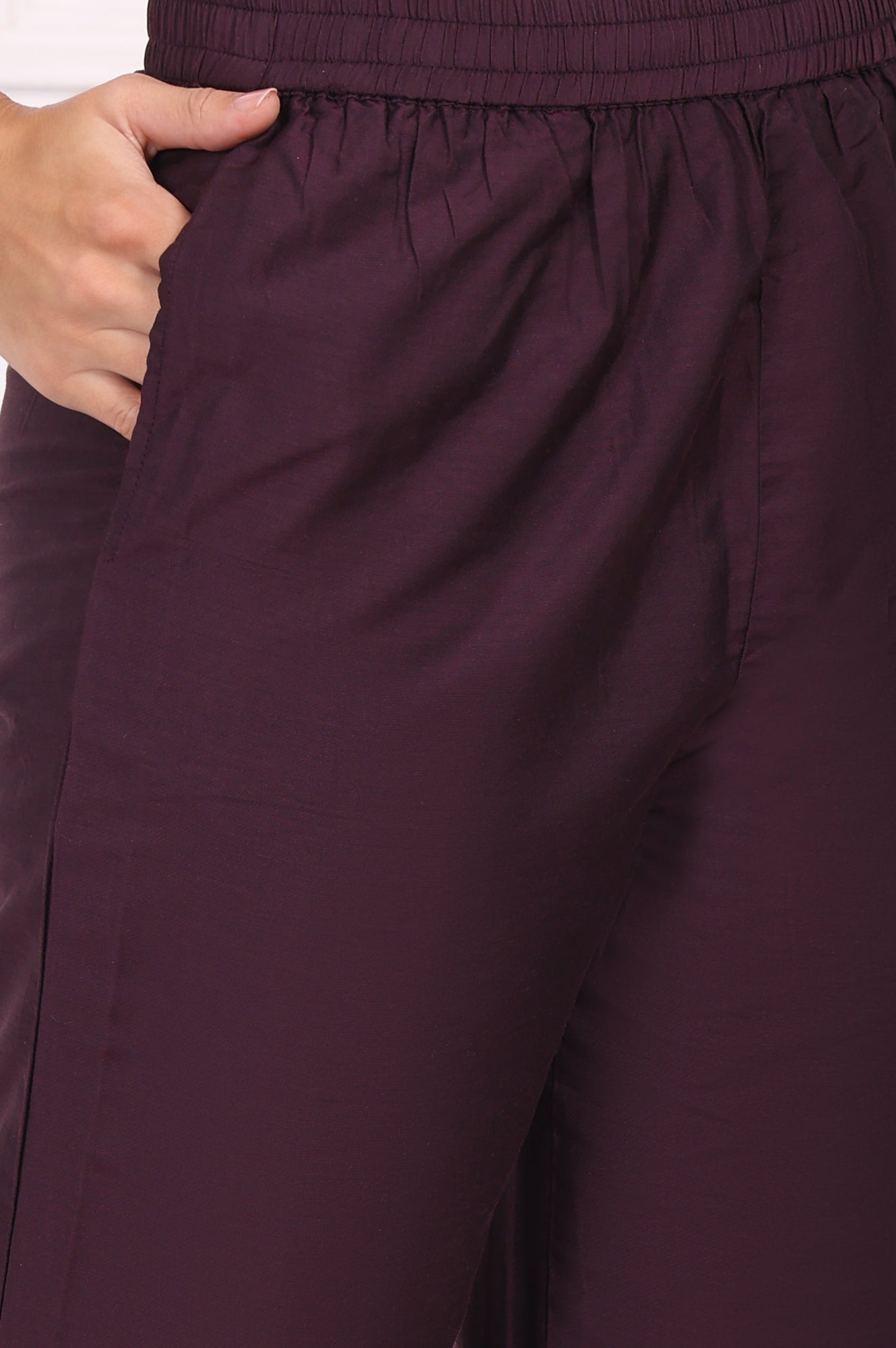 Maroon Embroidered Silk Straight Kurta, Pants and Dupatta Set