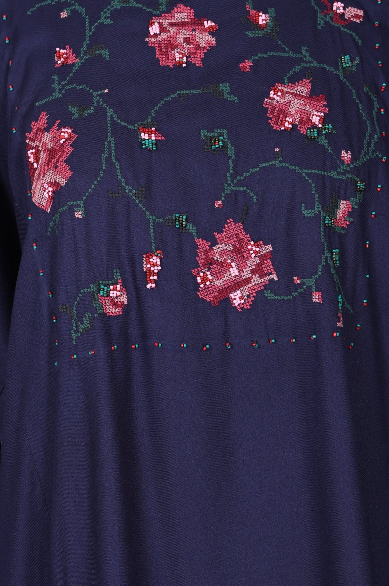 Navy Blue Thread Embroidered Straight Kurta with Pants Co-ord Set