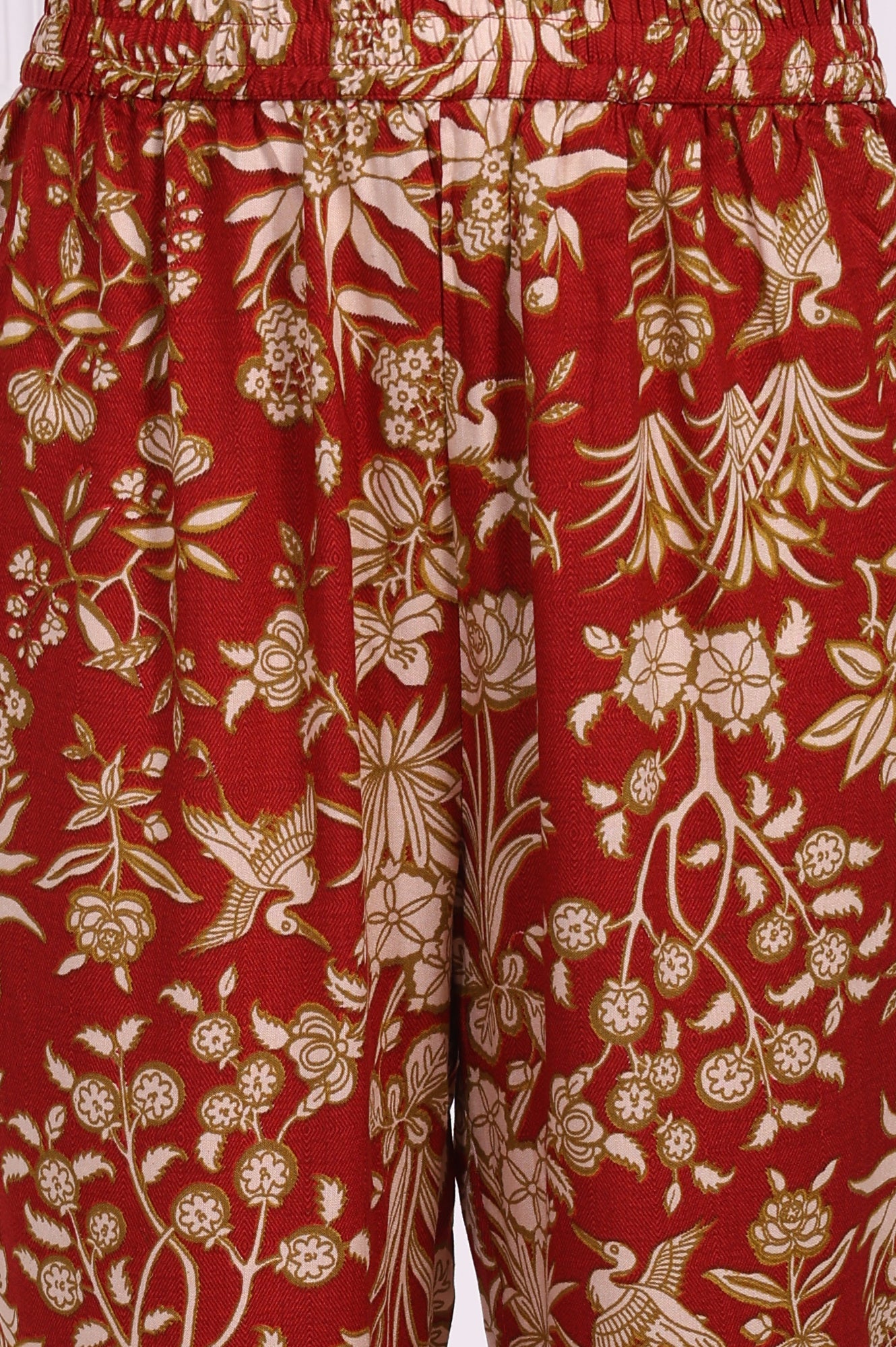 Red Floral Printed A-Line Kurta with Straight Pant and Dupatta Set