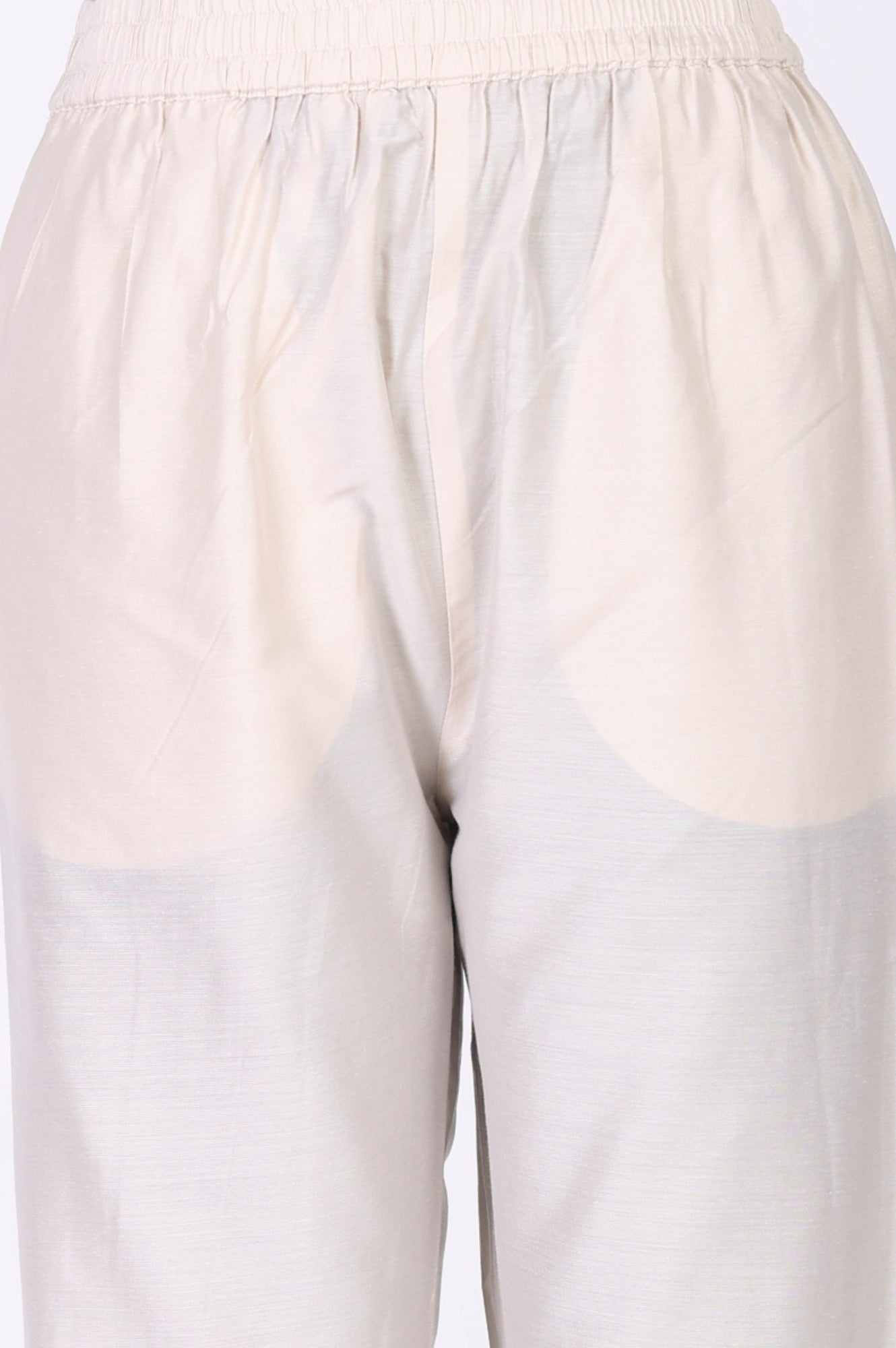Off White Thread Embroidered Chanderi Straight Kurta with Straight Pants and Organza Dupatta Set
