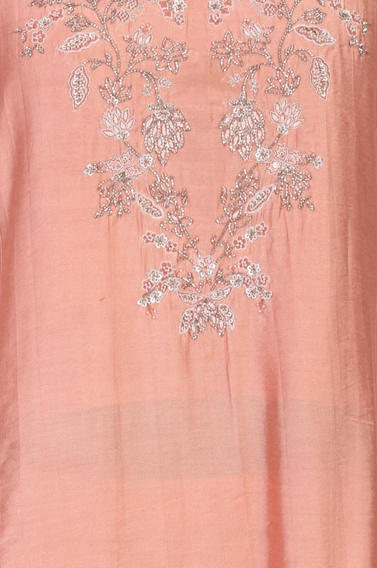 Peach Thread Embroidered Straight Kurta with Straight Pants and Dupatta Set