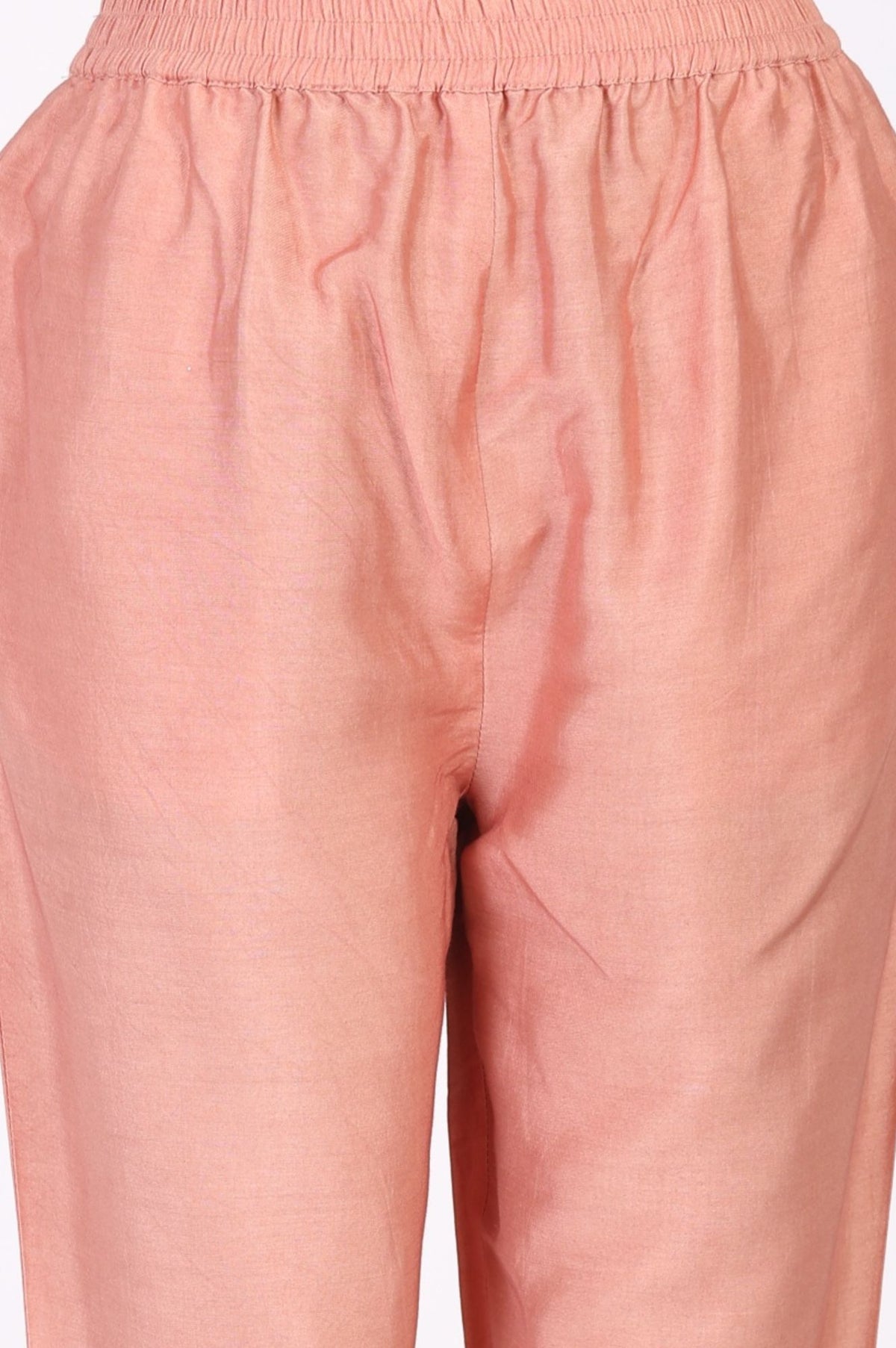Peach Thread Embroidered Straight Kurta with Straight Pants and Dupatta Set