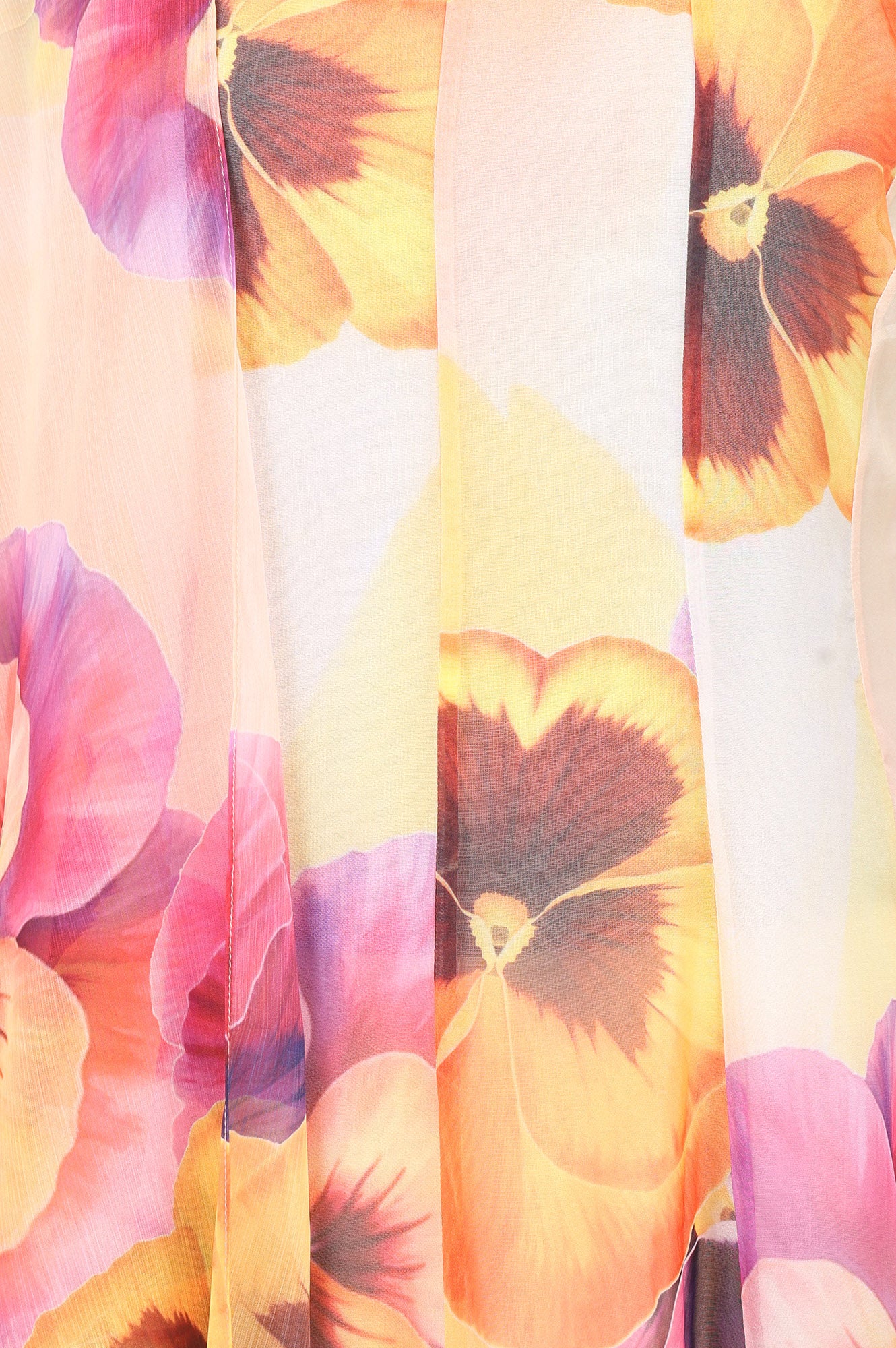 Off-White Floral Printed Organza Sleeveless Flared Kurta with Pants and Dupatta Set