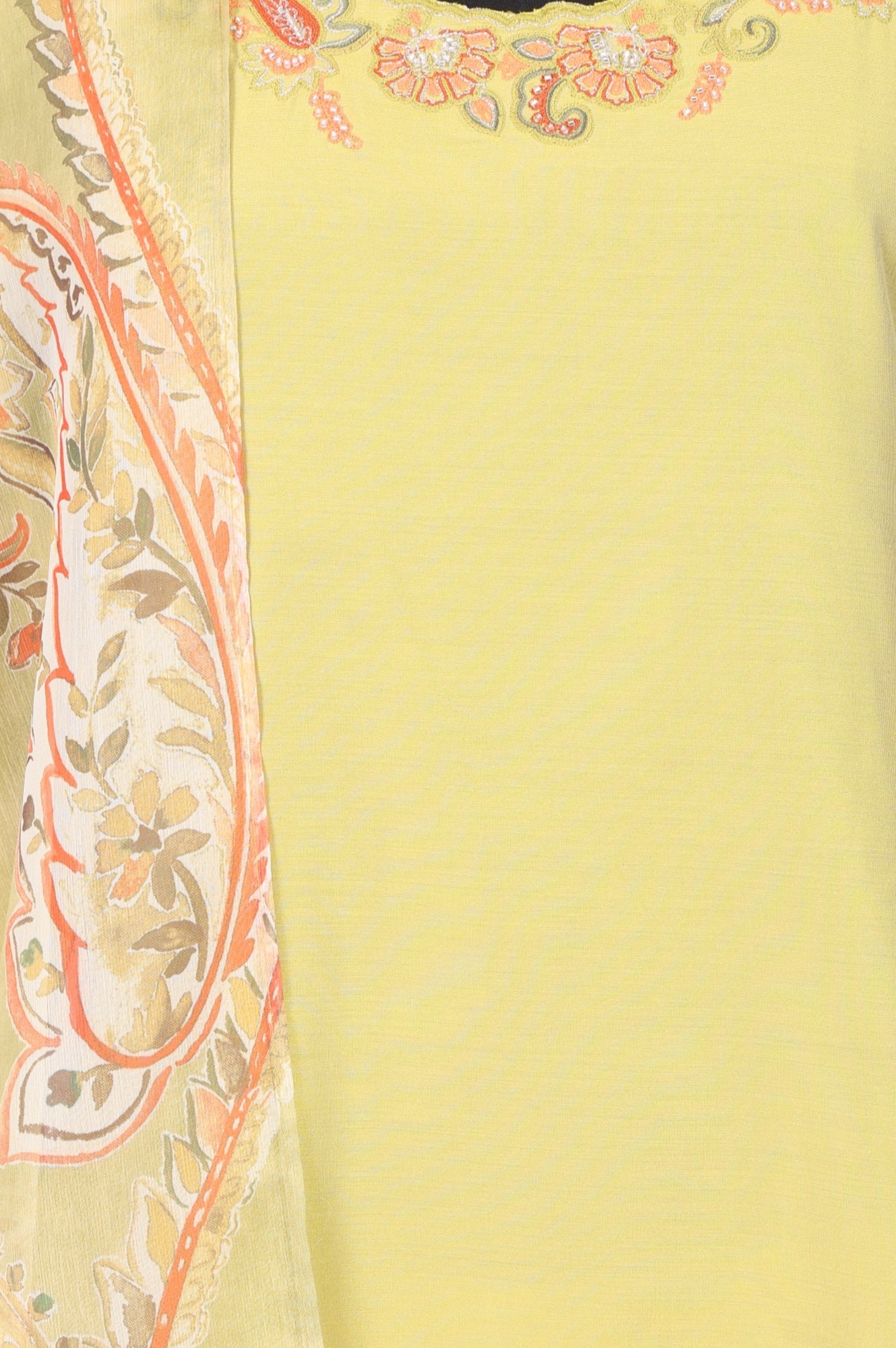 Yellow Thread Embroidered Straight Kurta with Pants and Dupatta Set