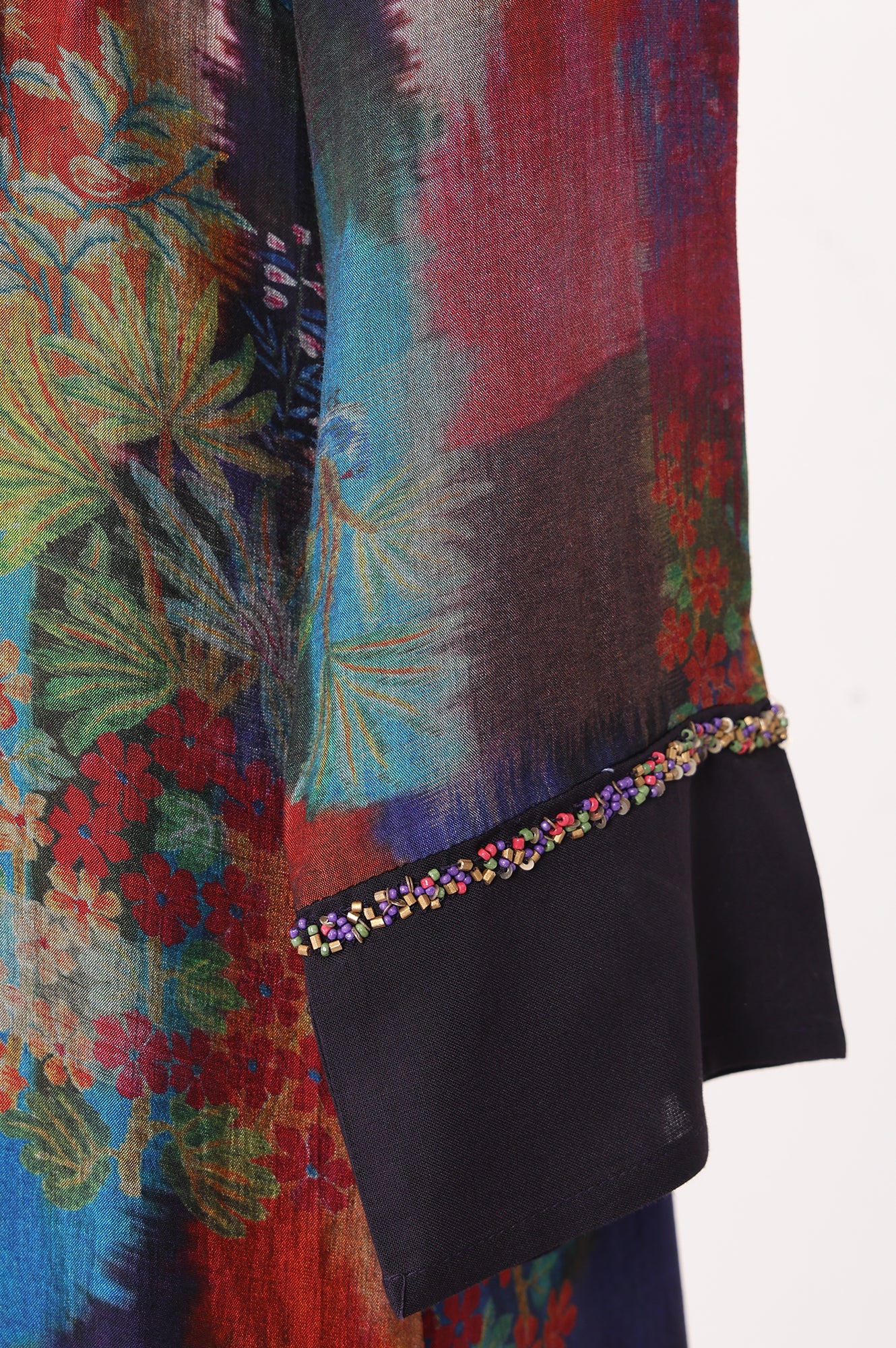 Multicolor Floral Printed Chiffon Straight Kurta With Pants And Dupatta Set