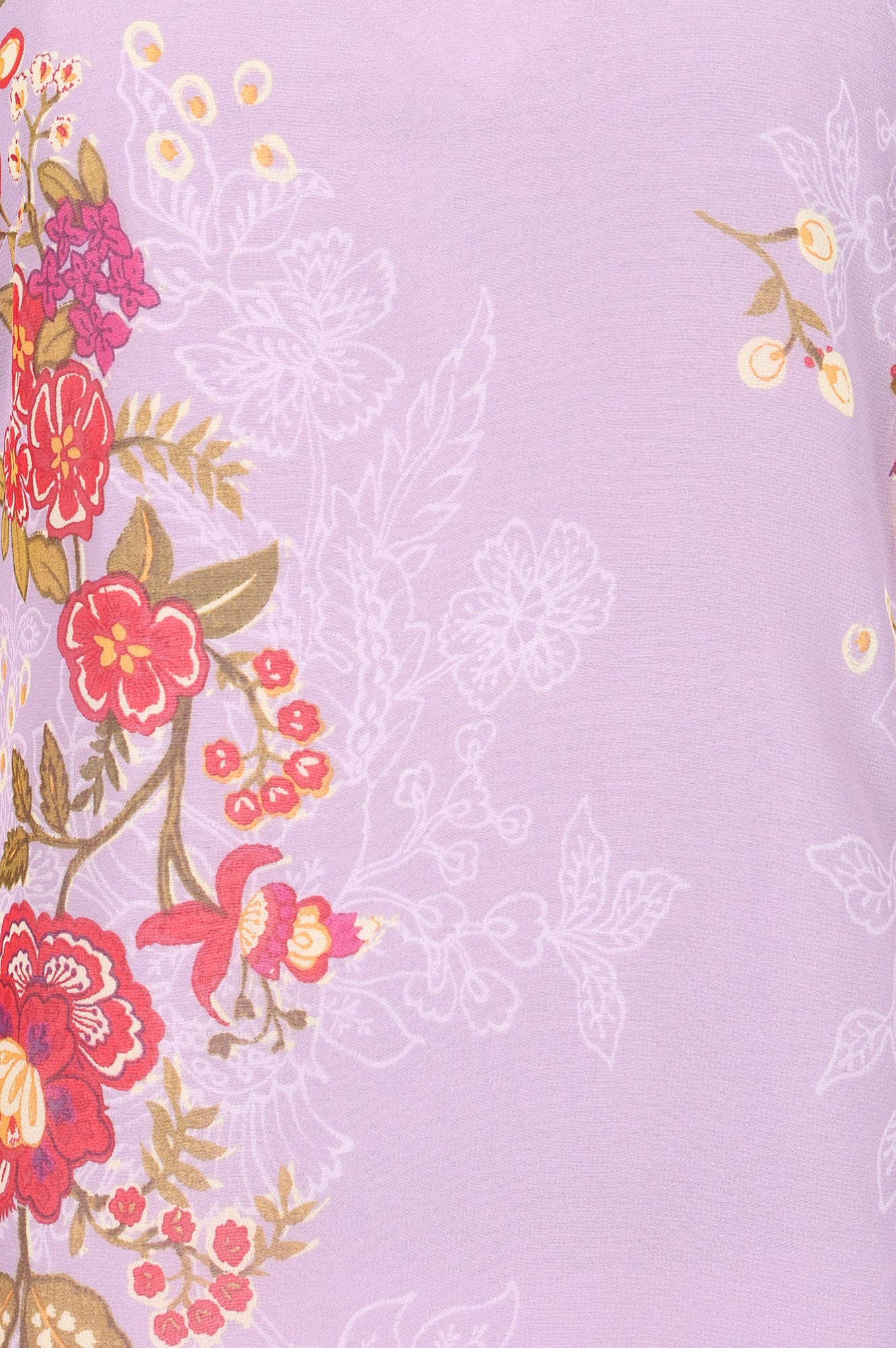 Lavender Floral Printed Georgette Straight Kurta With Pants Co-ord Set