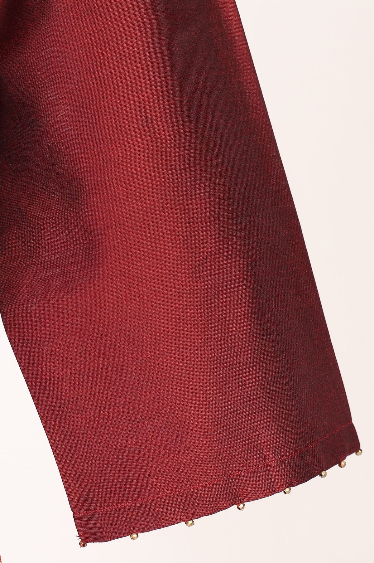 Maroon Thread Embroidered Straight Kurta with Pant and Dupatta Set