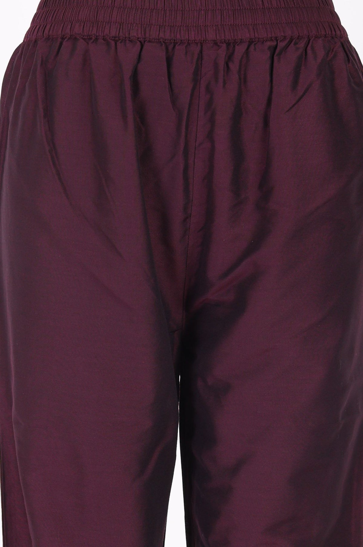 Purple Zari Embroidered Chanderi Straight Kurta with Pants and Dupatta Set
