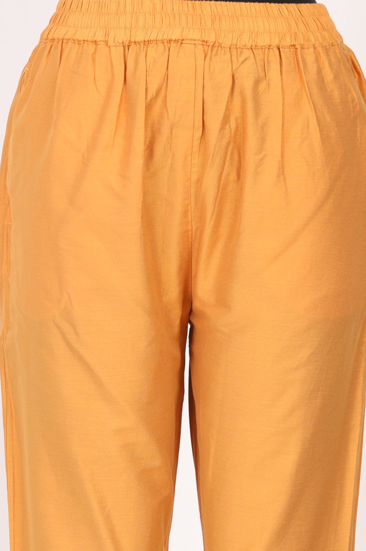 Orange Embroidered Chanderi Straight Kurta with Pants and Dupatta Set
