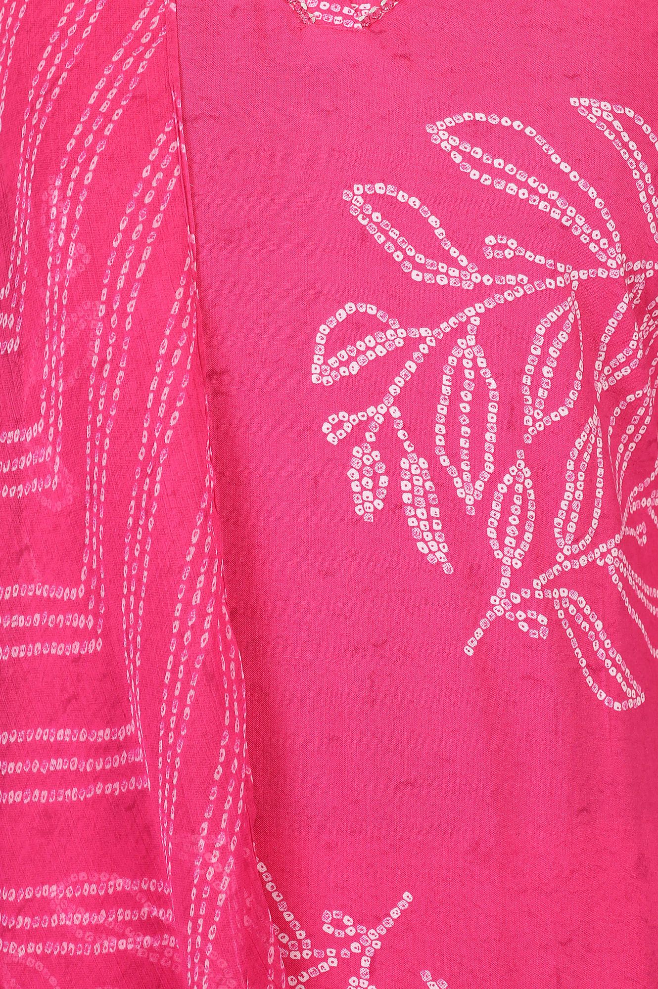 Pink Printed Rayon Straight Kurta with Pants and Dupatta Set