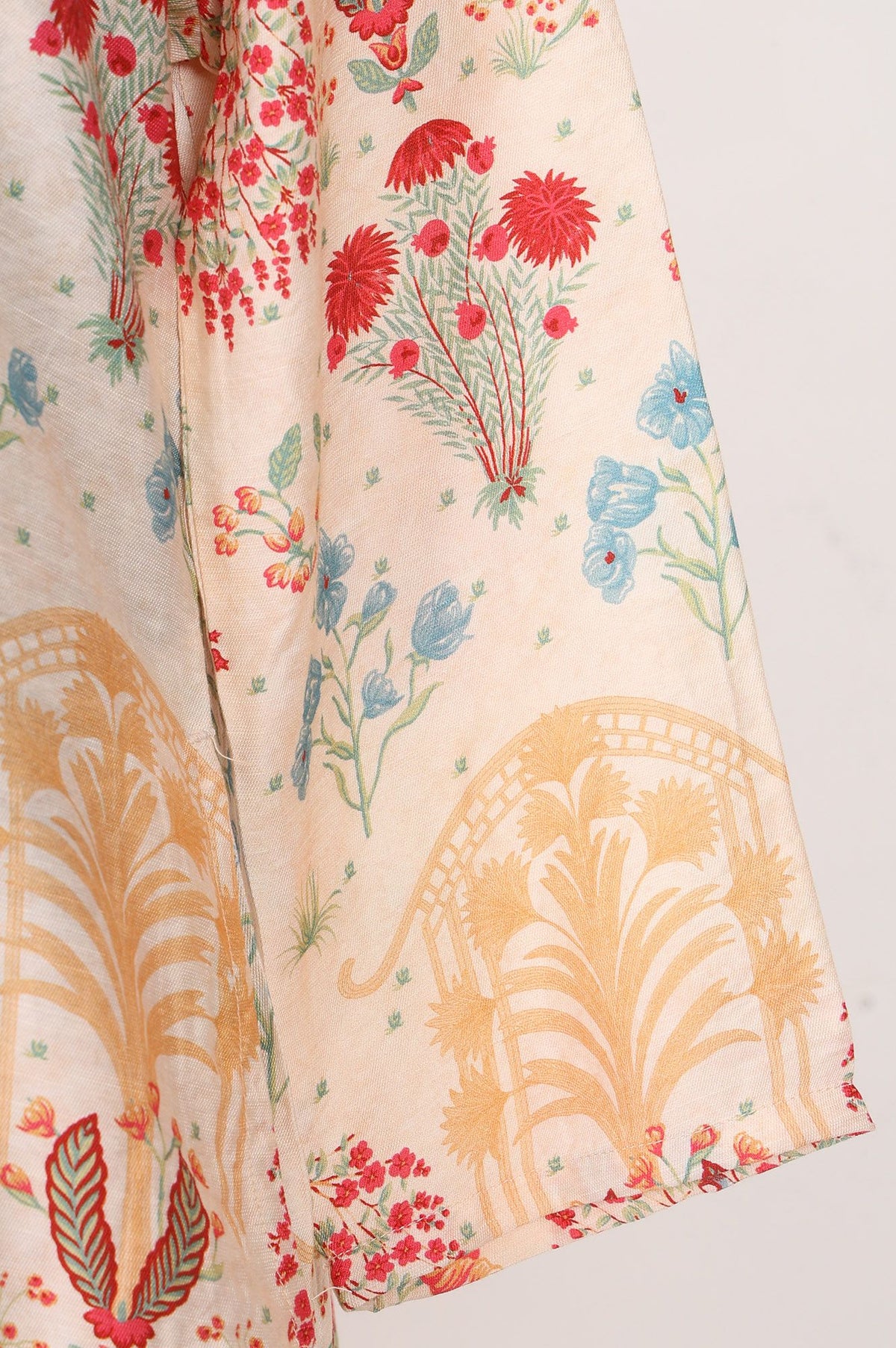 Off-White Floral Printed Straight Kurta with Pants and Dupatta Set