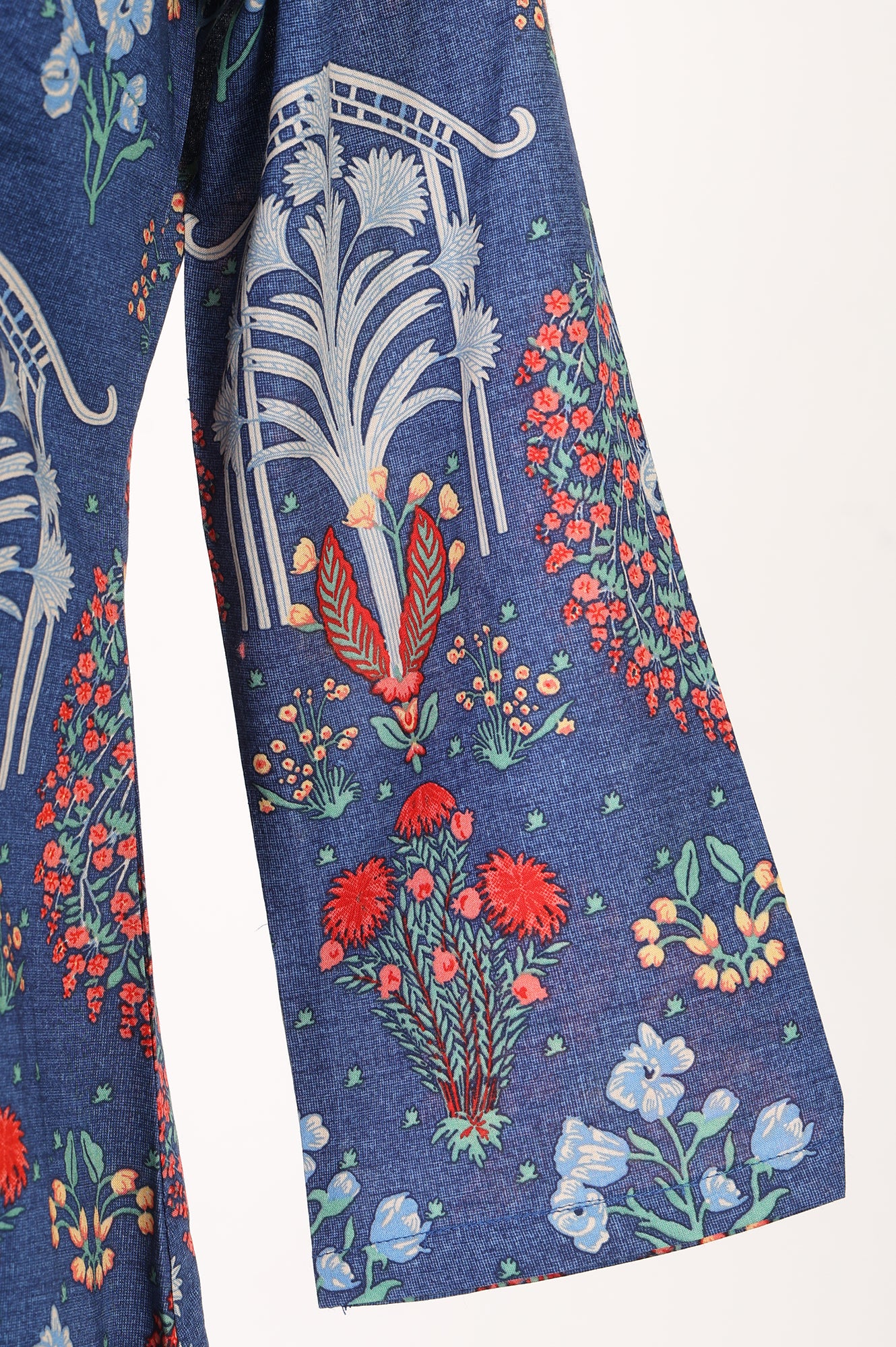 Blue Floral Printed Pure Cotton Straight Kurta With Pants Co-ord Set
