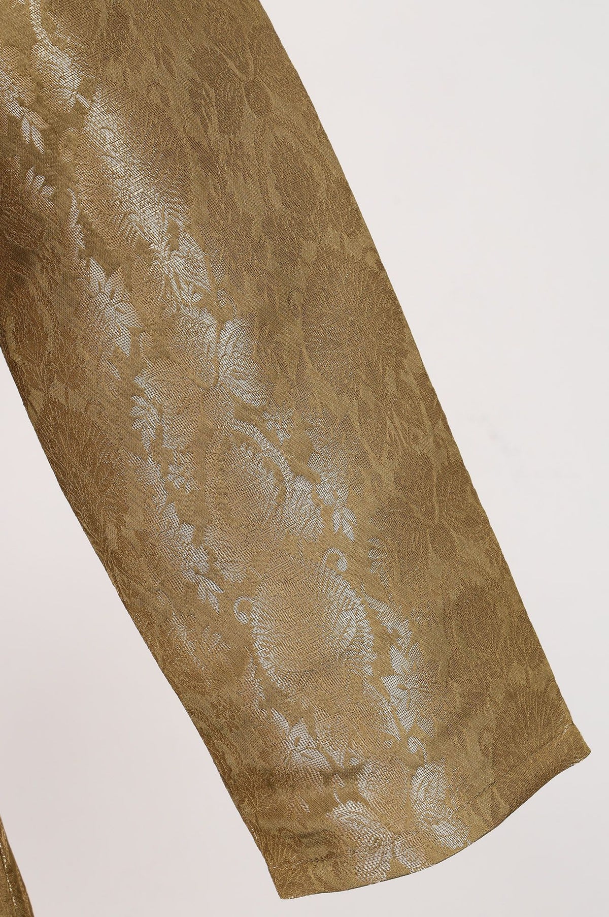 Olive Yarn Dyed Jacquard Straight Kurta with Pants Set
