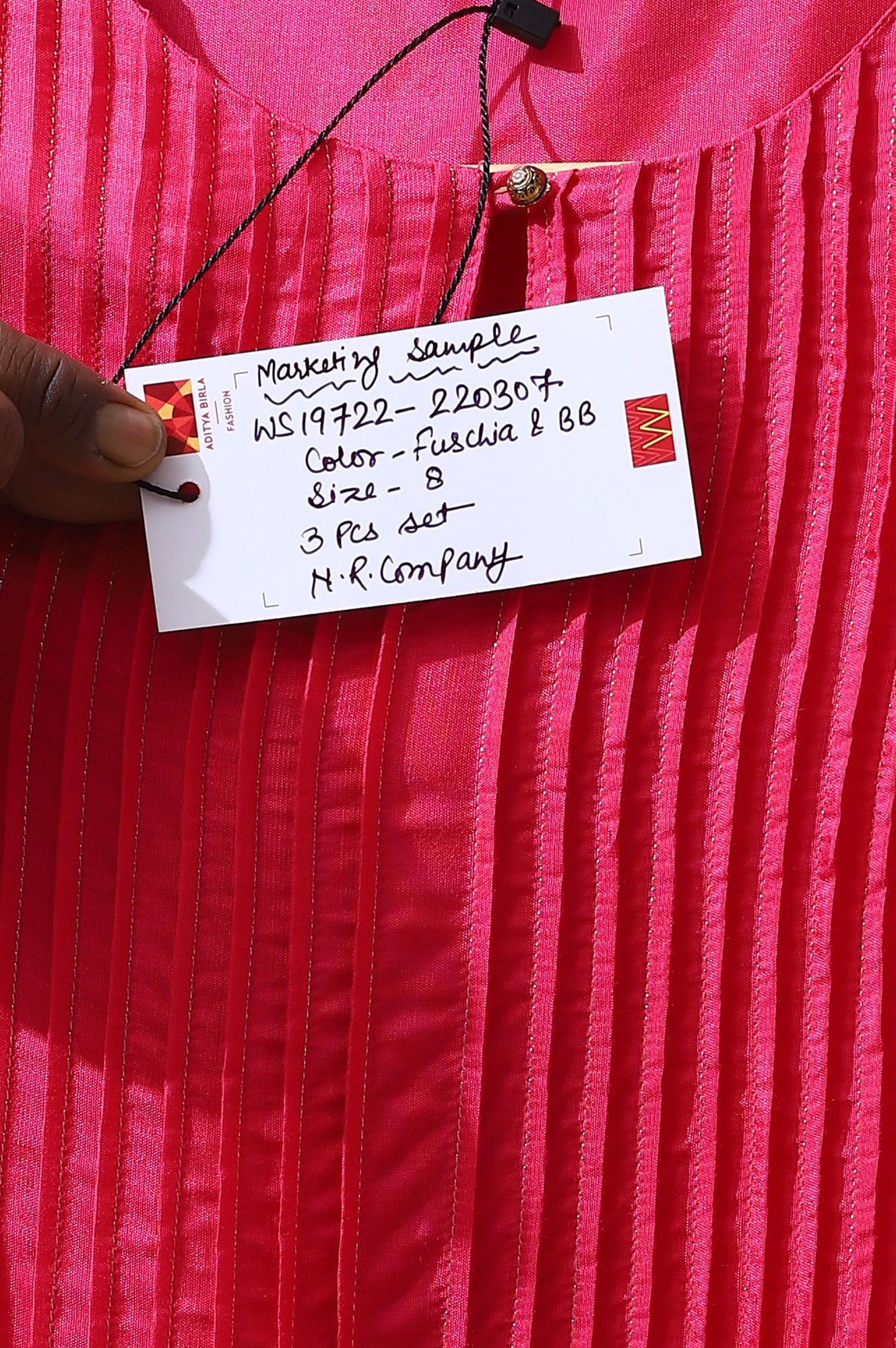 Pink Embroidered Shantung Kurta, Pants and Dupatta Set